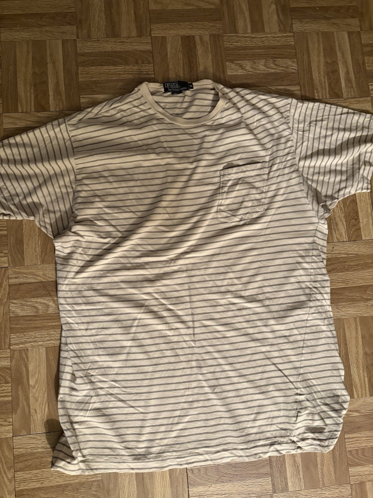 Polo Ralph Lauren Men’s Striped Cotton Jersey Crew Neck T-Shirt SS Cream Green M
