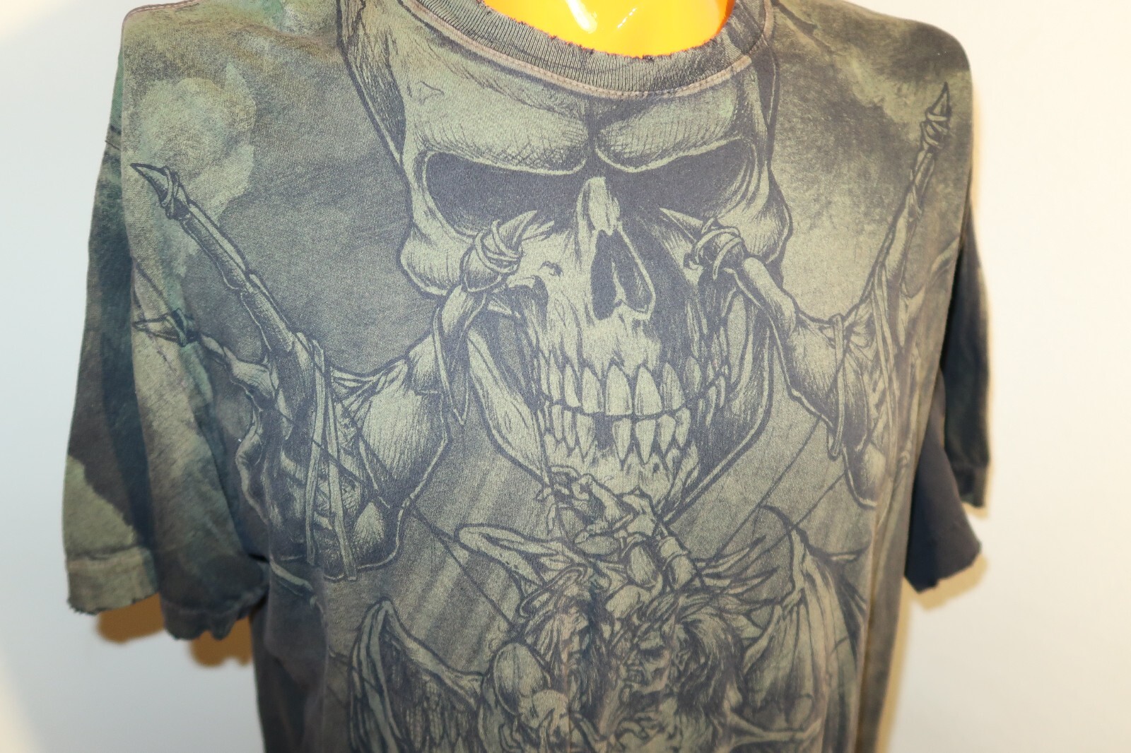 B5 Rare Vintage Affliction Puppet Master God Vs Devil Shirt Men 2XL distressed