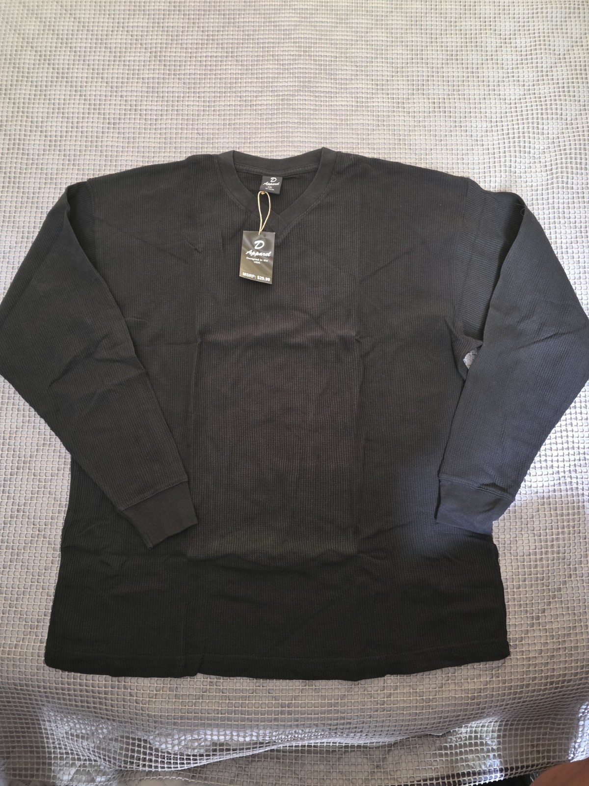 NWT Men Long Sleeve Vneck Waffle Knit Heattrapping Ribbed Cuff Thermal Shirt 2XL