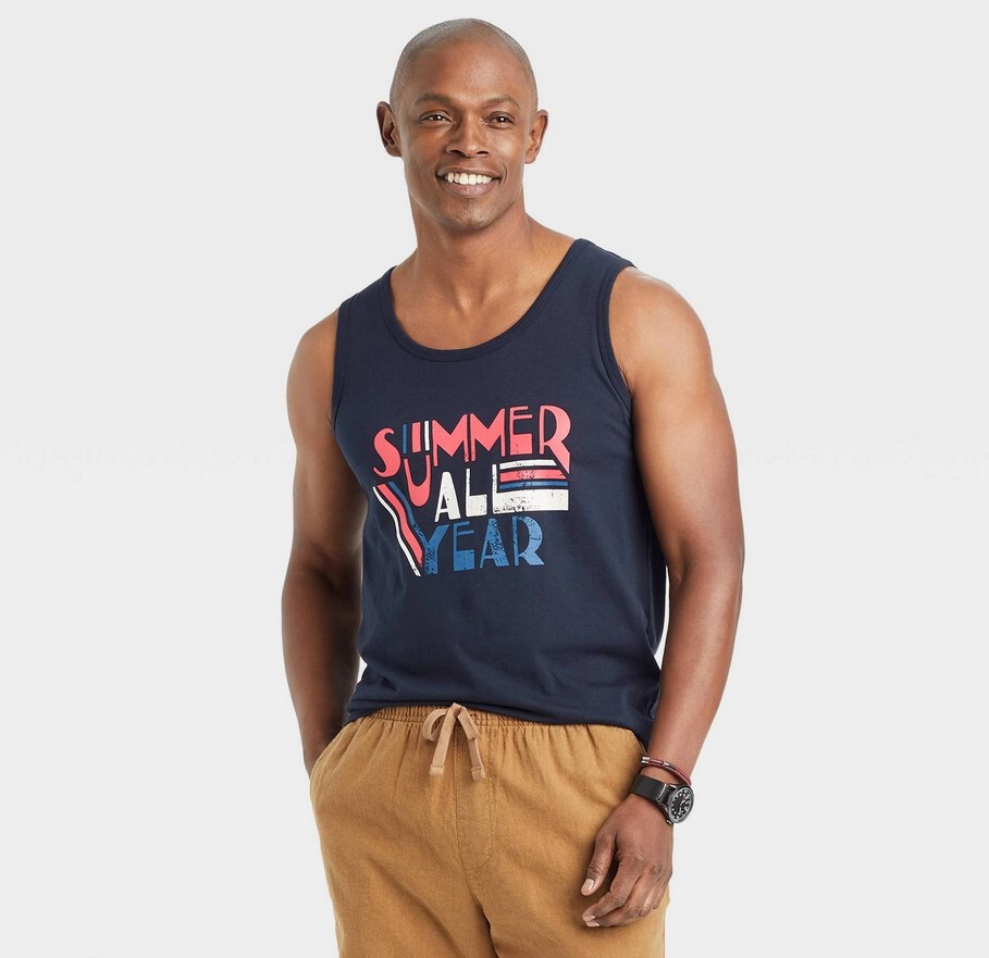 Goodfellow Mens Sleeveless Tank Top T-Shirt L Navy Blue Summer All Year NEW