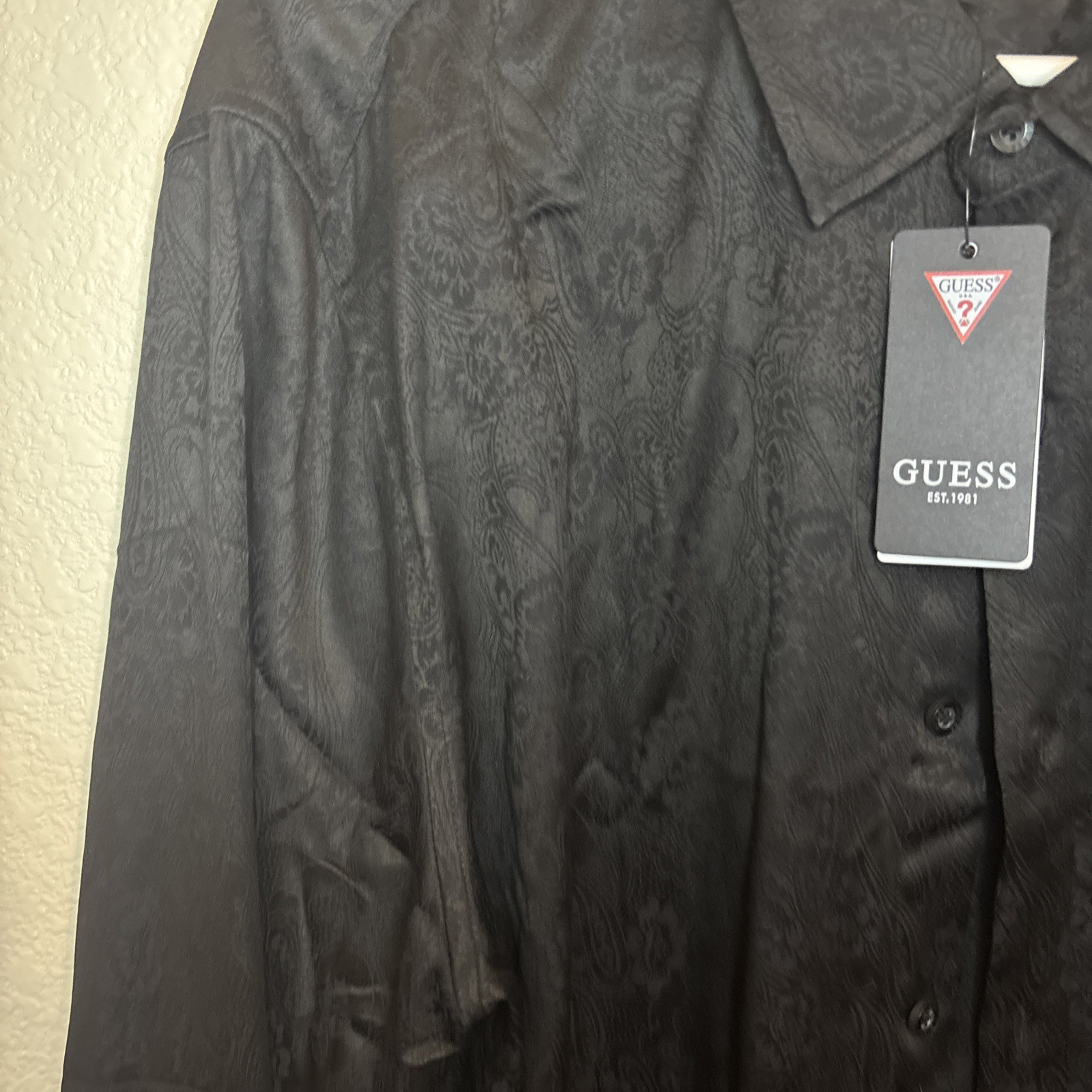 Guess Men’s regular fit Shirt Long Sleeves Paisley Print Allover Size XL