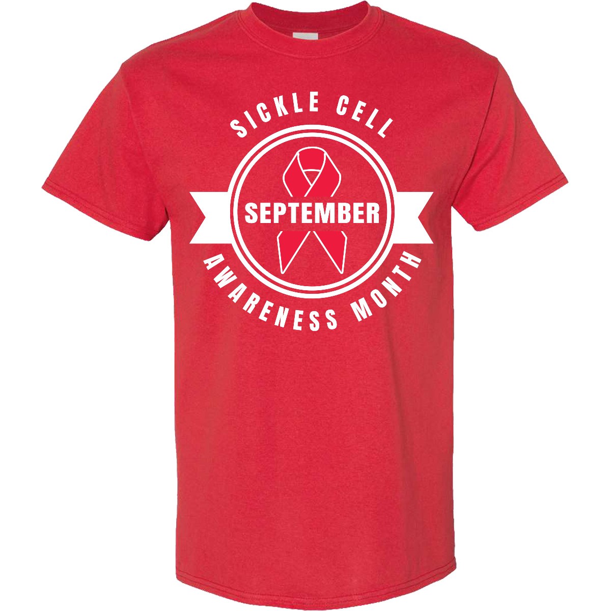 Inktastic Sickle Cell Awareness Month September With Red Ribbon T-Shirt Badge