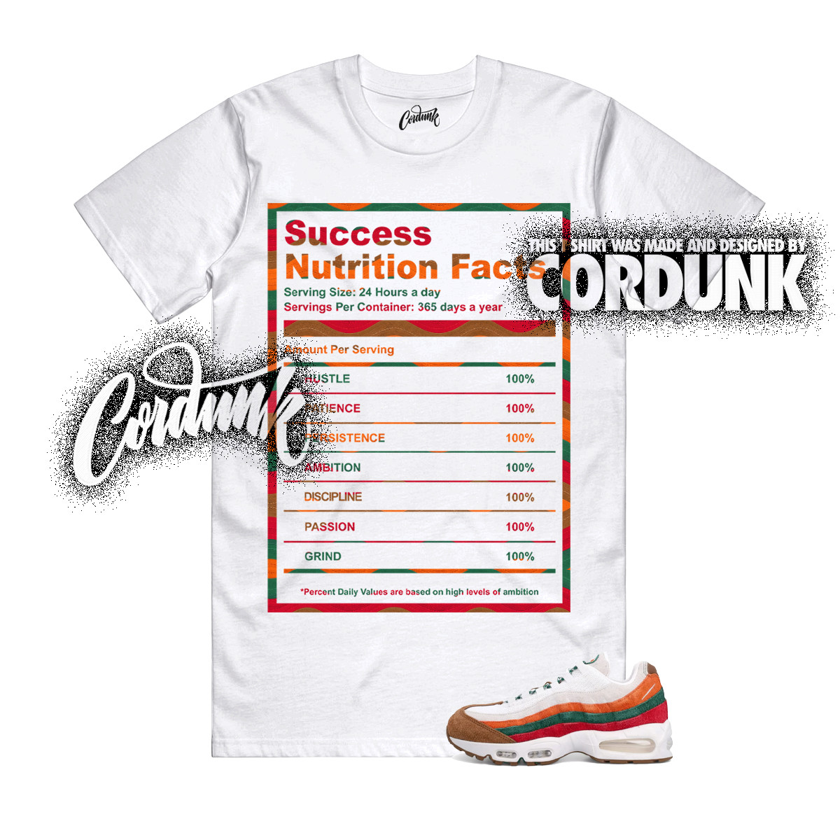 Air Max 95 Eleven Total Orange Green Gym Red Big Bubble T Shirt Match SUCC
