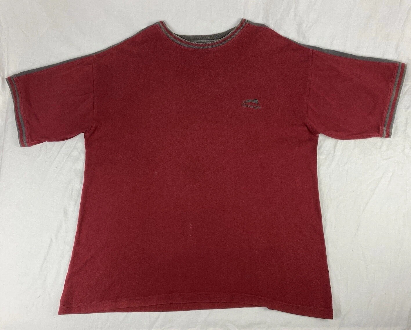 Vintage Slazenger T Shirt Mens XL Maroon Y2K 2000s Logo Casual Sports Outdoors