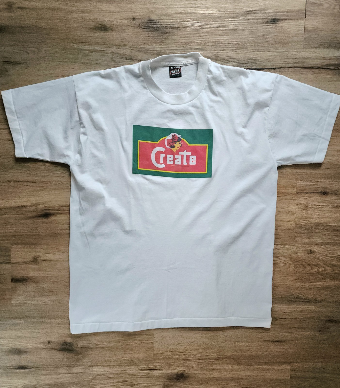 80’s 90’s Creamette Brand Create Logo Front Back Tshirt Best White USA XL