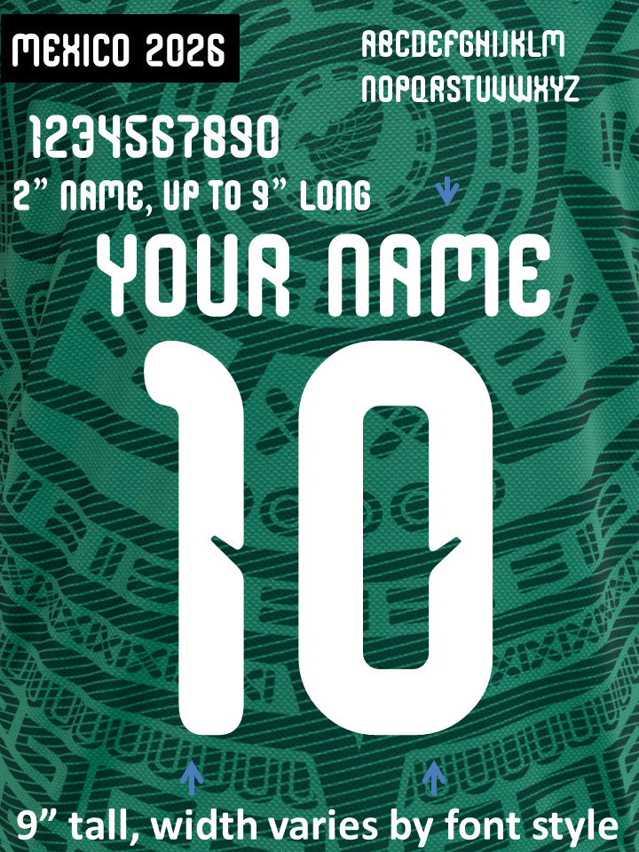 Mexico 2026 CUP World IRON ON heat press transfer numbers soccer jersey