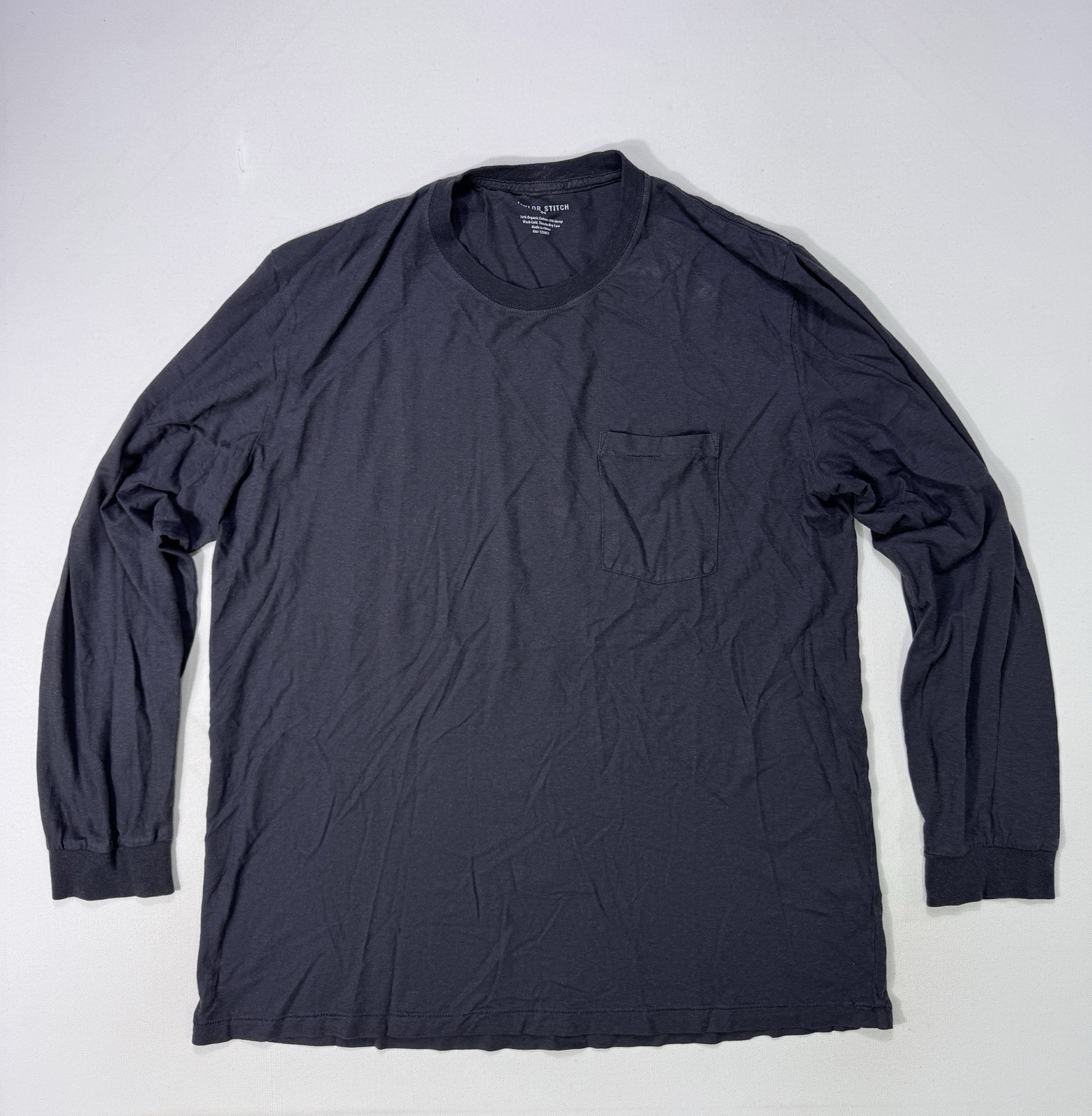 Taylor Stitch Shirt Mens 44 Gray Long Sleeve Pocket Organic Cotton Hemp Blend