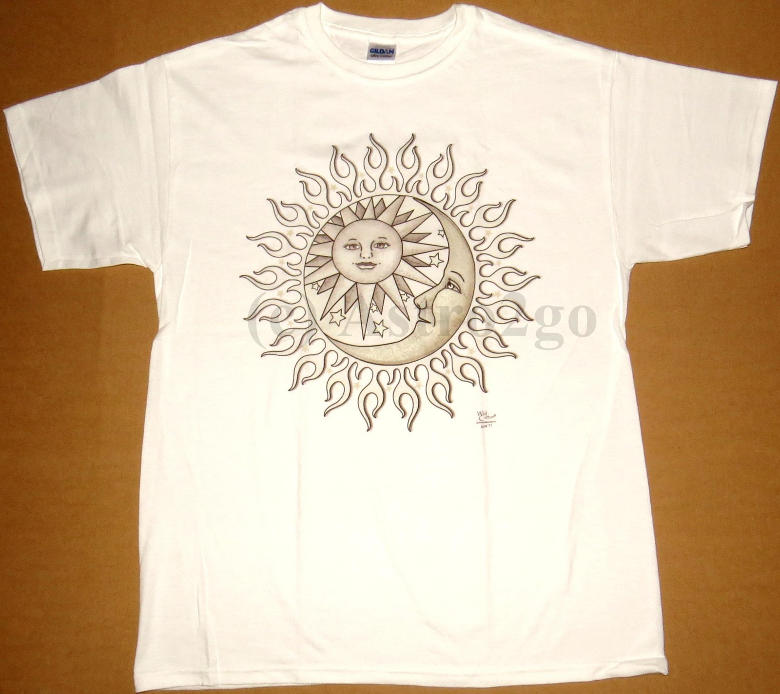 SUN & MOON-Glow Solar powered Ink Astronomy Space Science T shirt NEW Size M-XXL