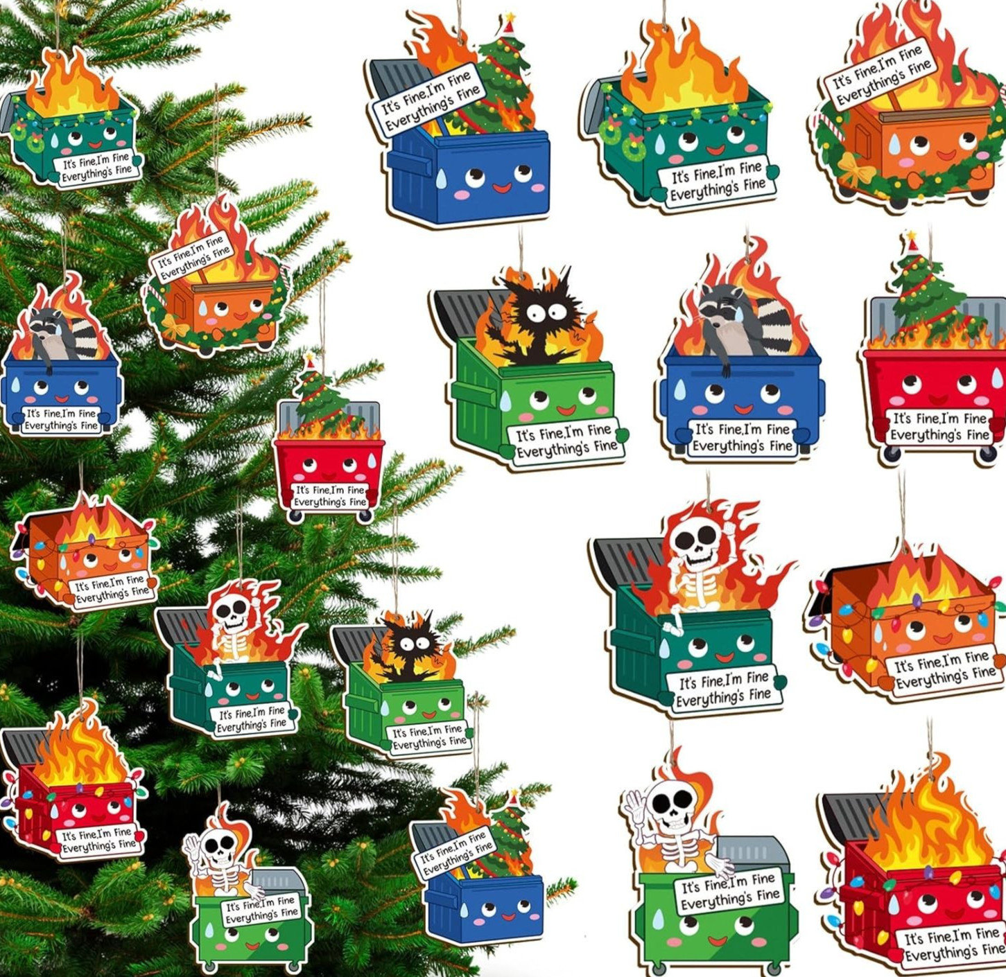 Dumpster Fire Ornaments Christmas EMS Nurse Friend Coworker Friends 50 PCS Gifts