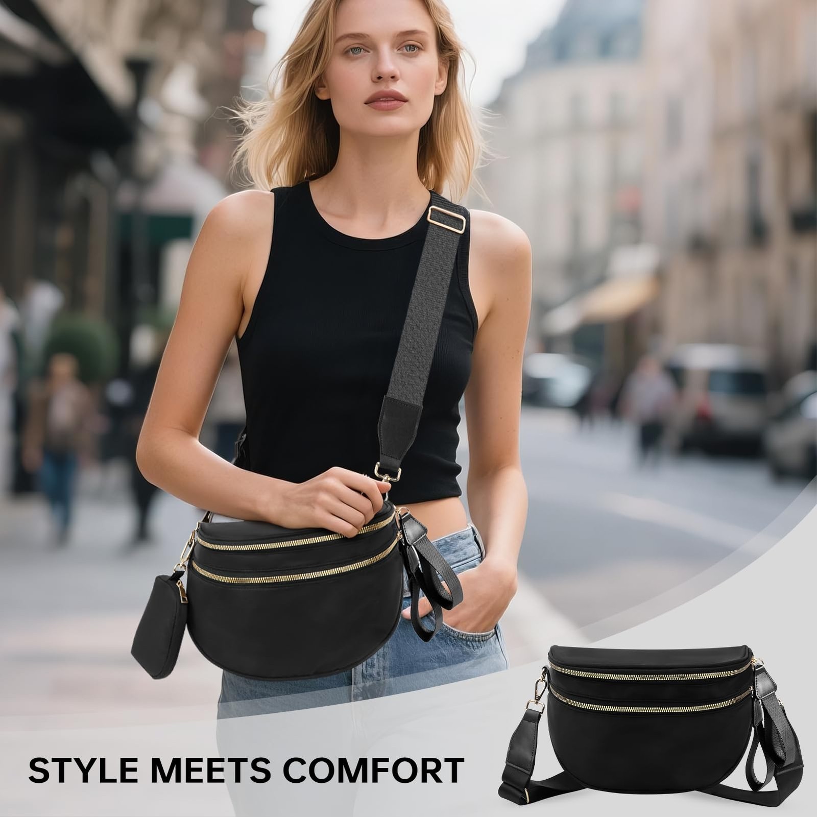 Bum Bag Crossbody Bags for Women Fashion Waist Packs Large Fanny Packs Belt Bag