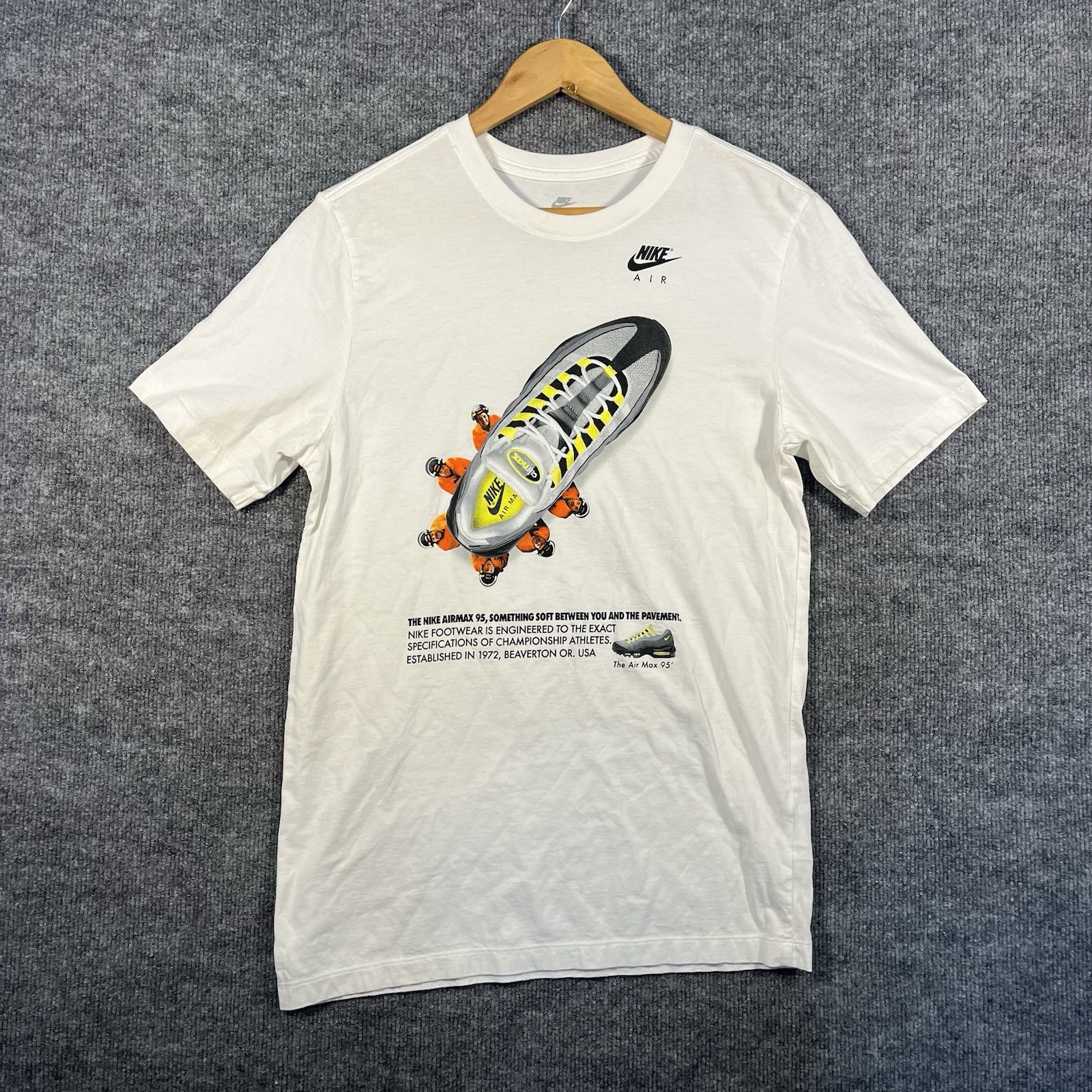 Vintage Nike Air Max 95 Shirt Mens Small Sports Running Shoes White Swoosh Check