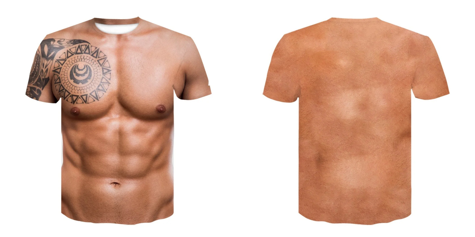 Men’s 6-pack Abdominal Muscle T-shirt 3D Printed Short Sleeved Fitness