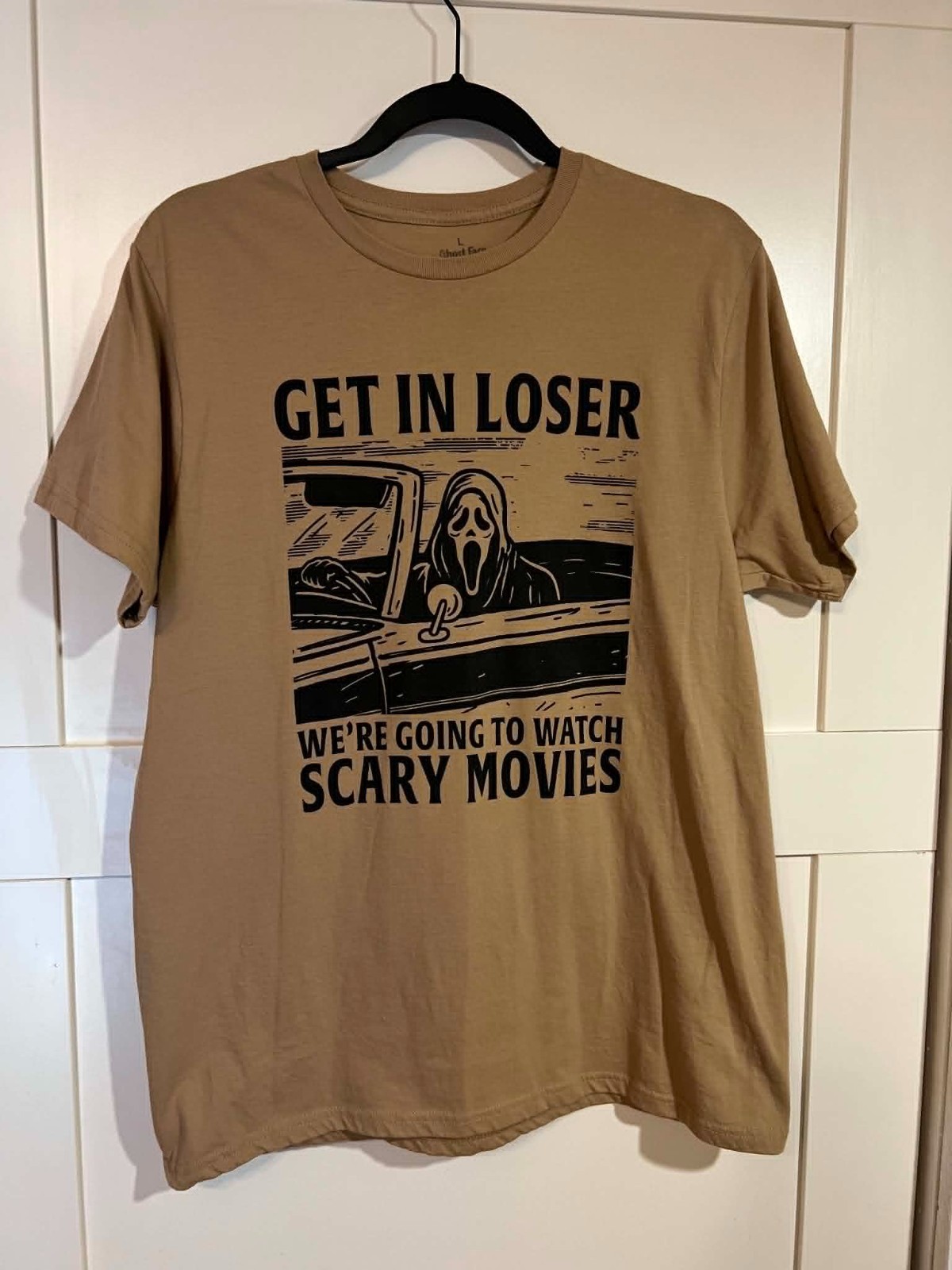 Graphic t-shirt Ghost Face, SCREAM Horror Movie, Get in Loser, Size L, Beige