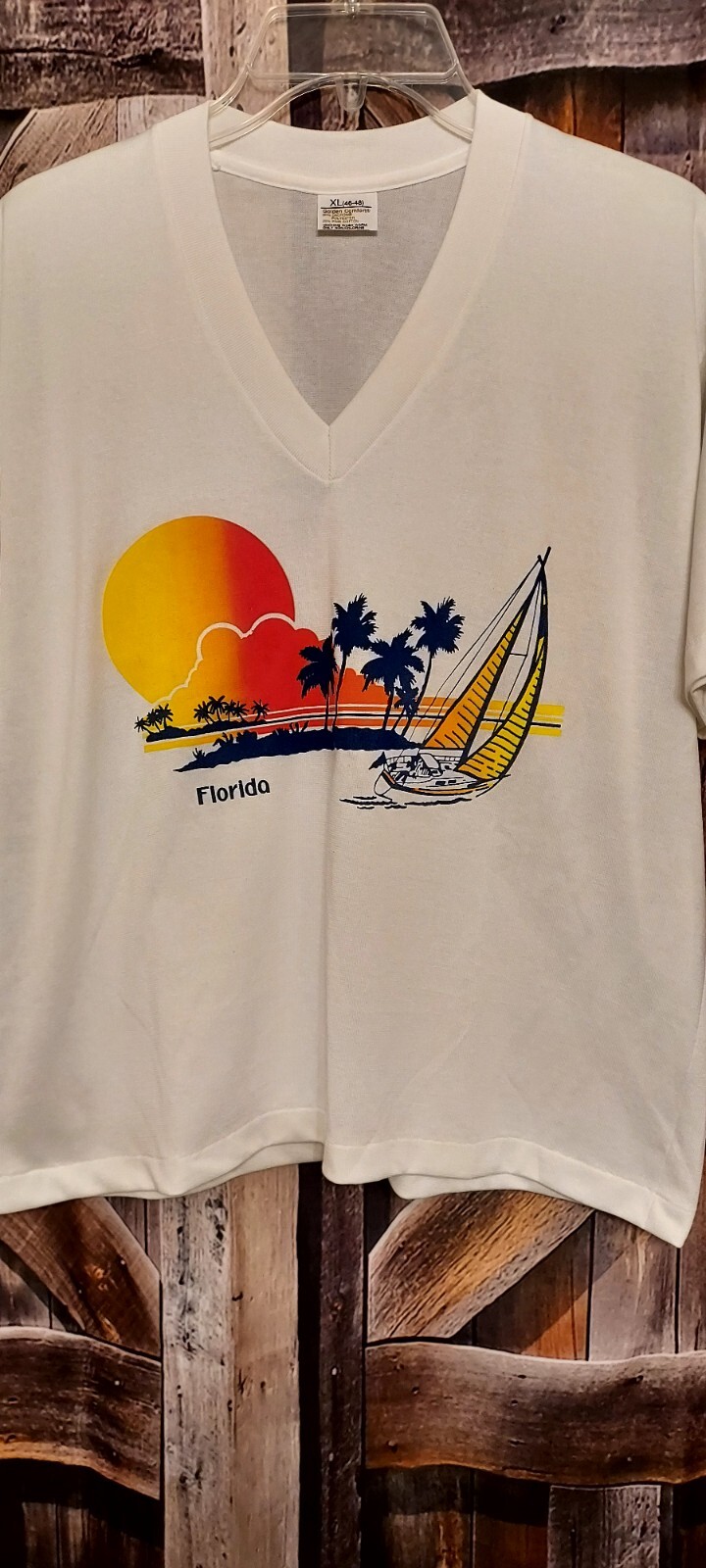 Vintage Golden Comfort White FLORIDA Tight Knit T-Shirt Adult XL