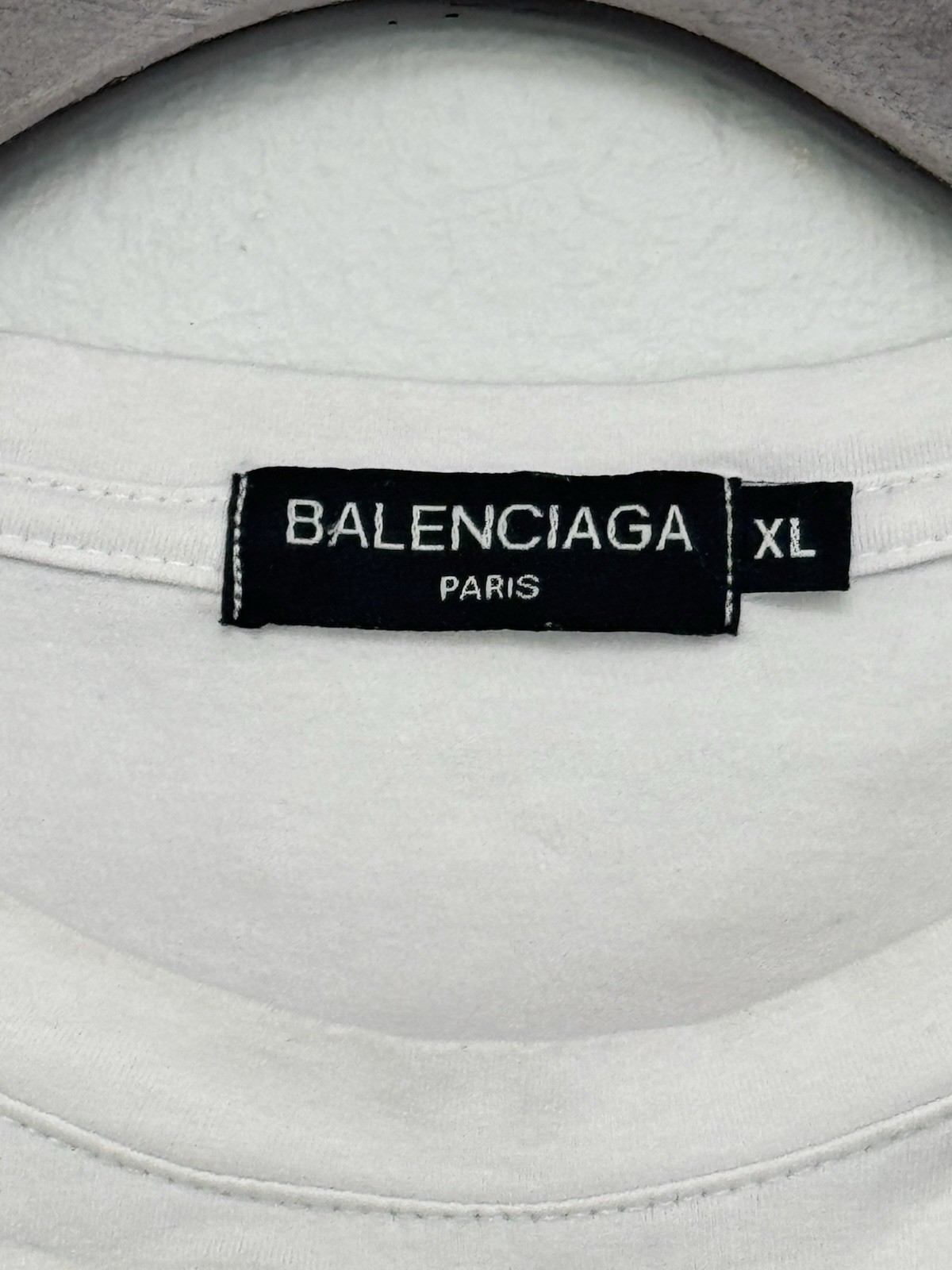 Balenciaga White T-Shirt 3D Logo Glitter Rhinestone Embellished Mens Size XL
