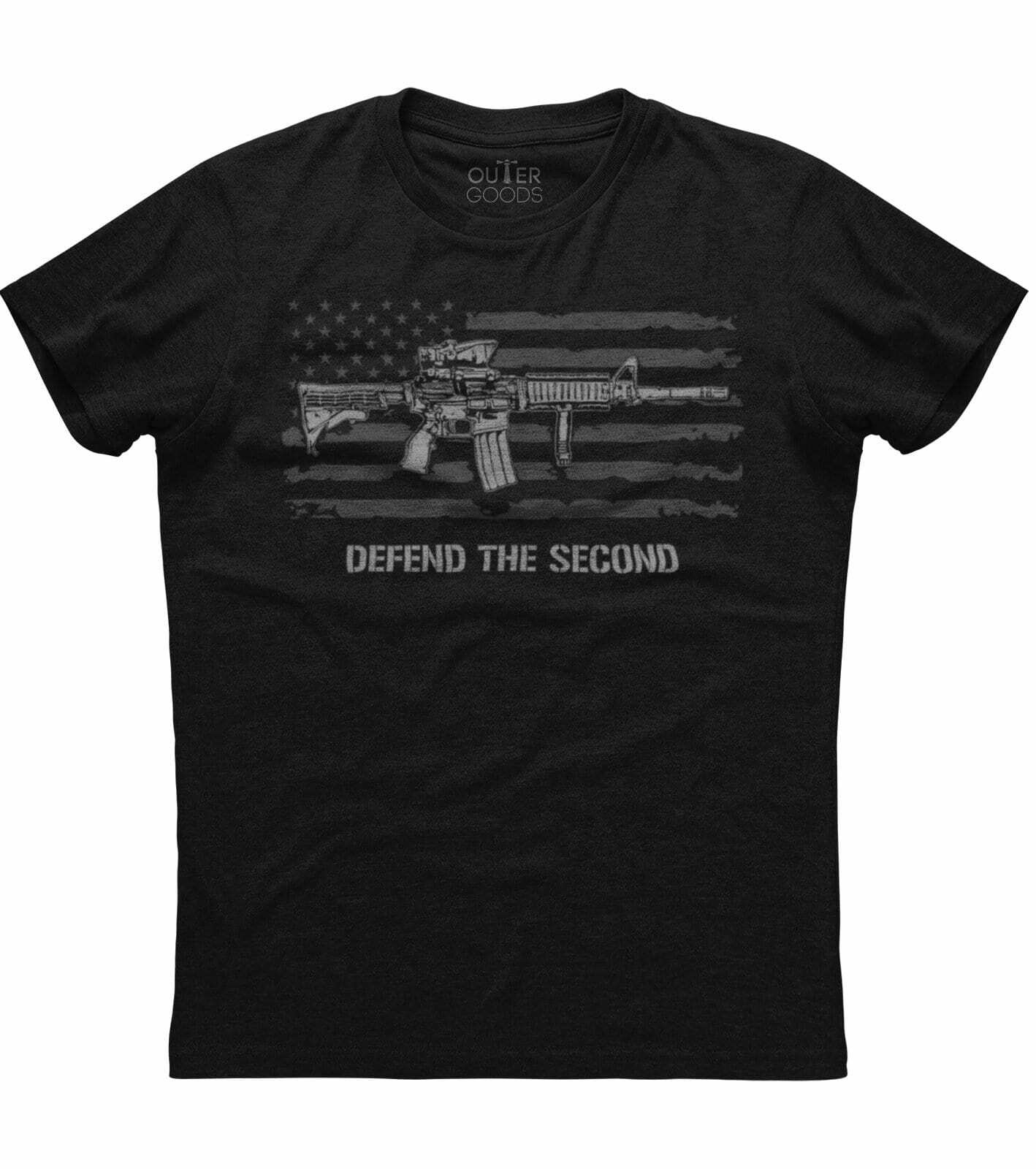 Mens American Flag Defend The Second Gun Rights Pro-Gun Patriotic T-shirt USA US
