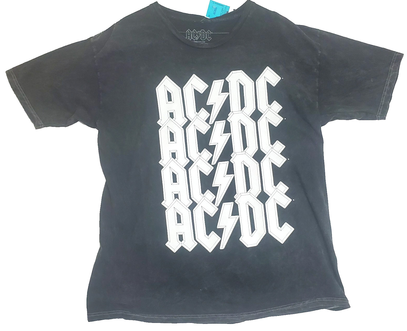 AC/DC Rock Band Retro Vintage distressed Look Graphic Black T-Shirt Tee Large