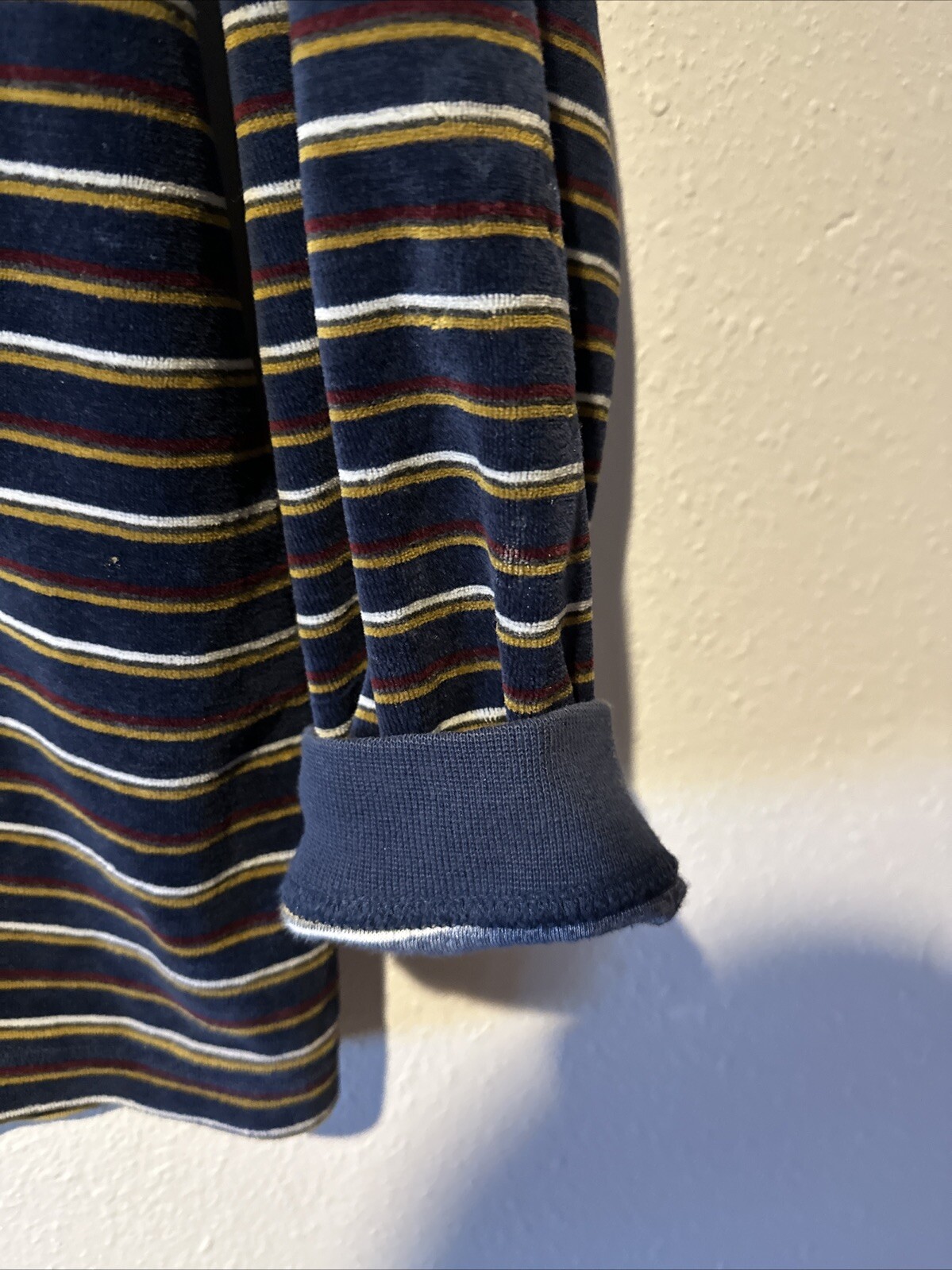 Vintage Levi’s Terry Cloth Stripe Tee Size XL USA 90s Y2K Black Stripes, Zip