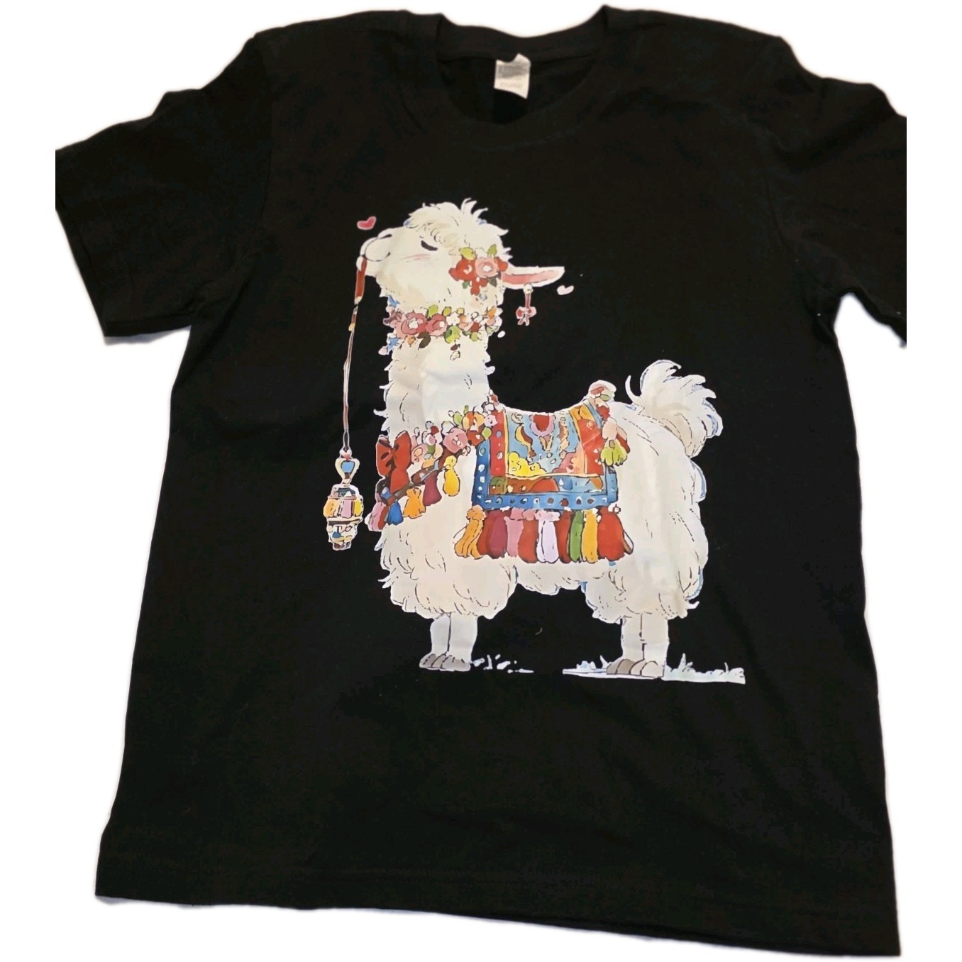 Digital Print Apparel Women’s Black T-Shirt Size Small Llama Print