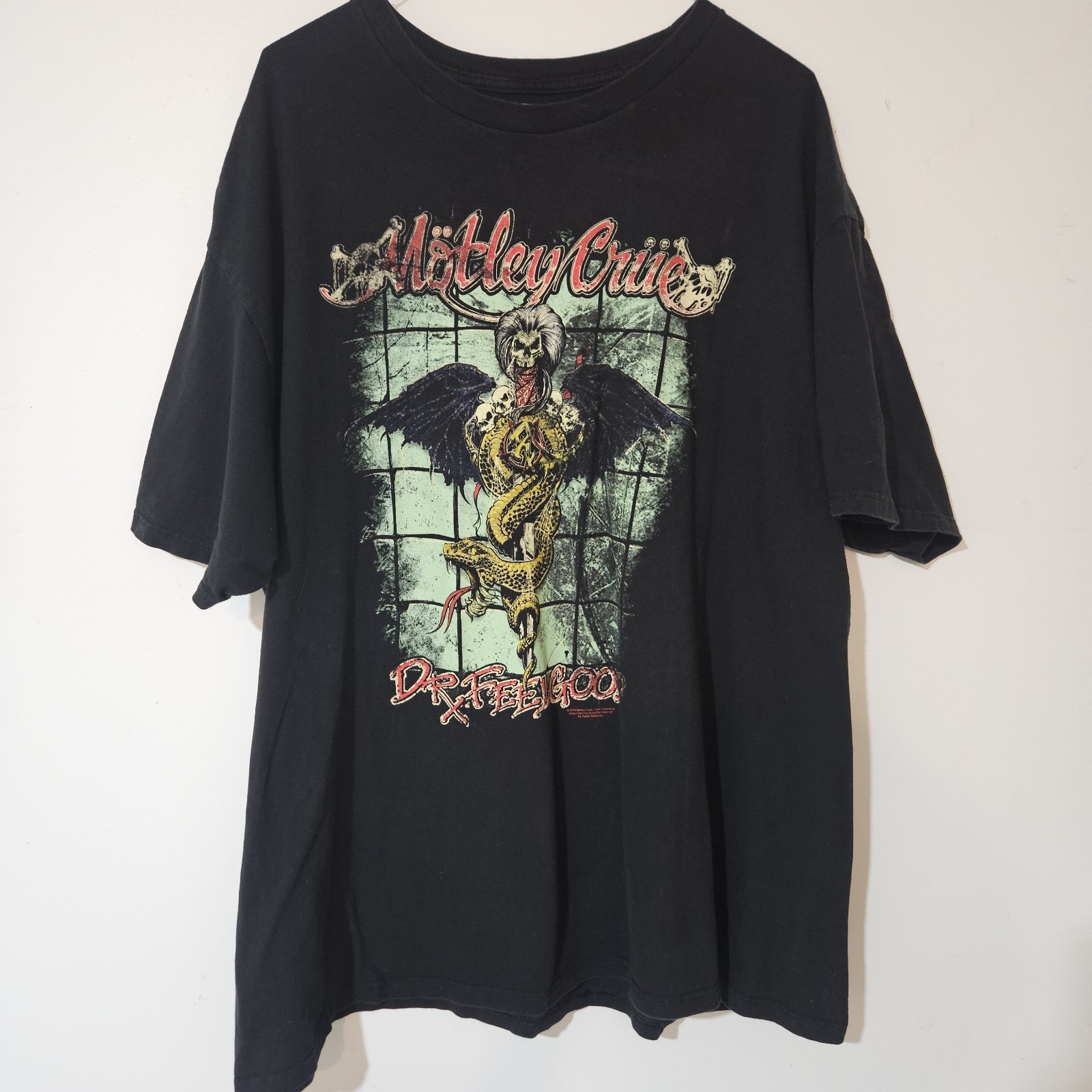 Motley Crue Dr Feelgood Snake Shirt Mens 2XL Black Graphic Rock Band Tee Tour