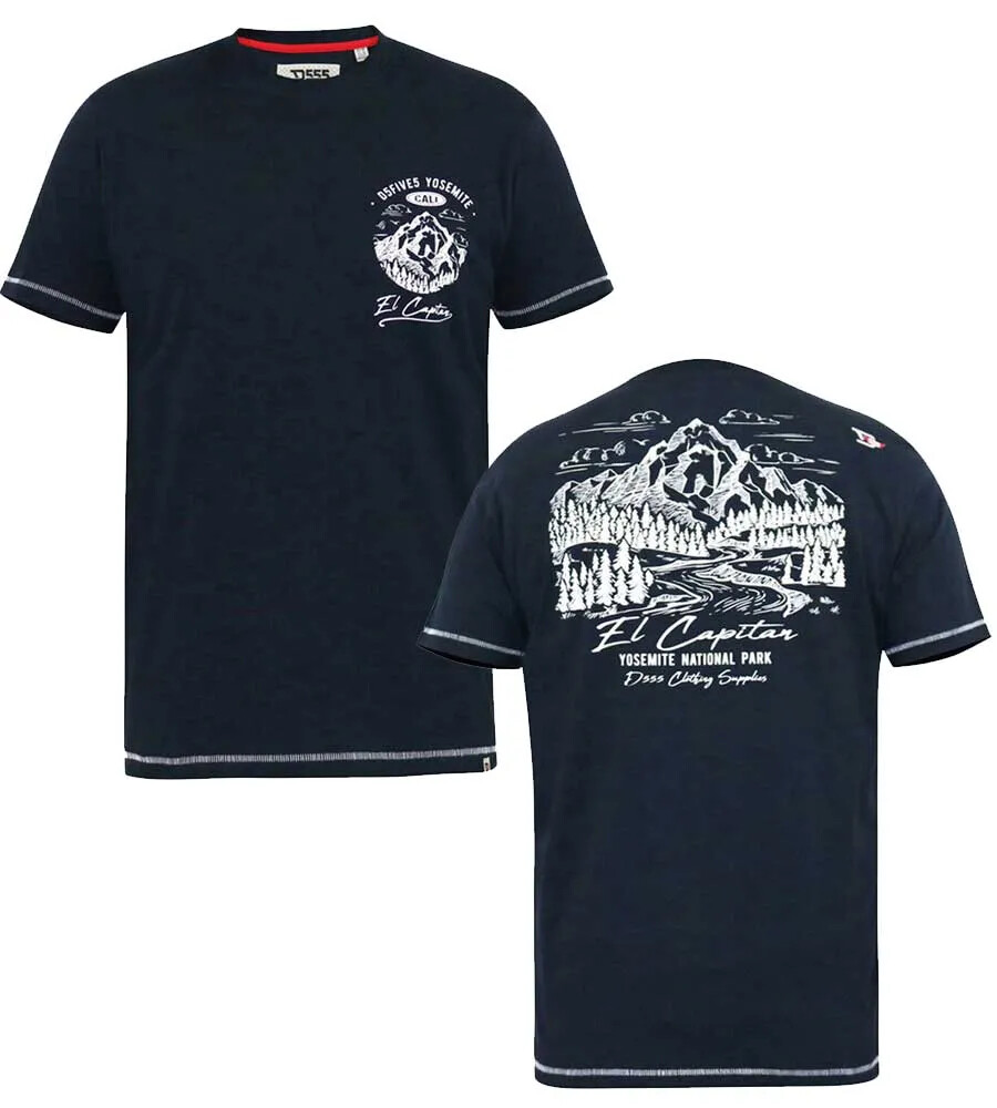 D555 Duke Big Mens Yosemite Printed T-Shirt Navy 2XL 3XL 4XL 5XL 6XL (601608)