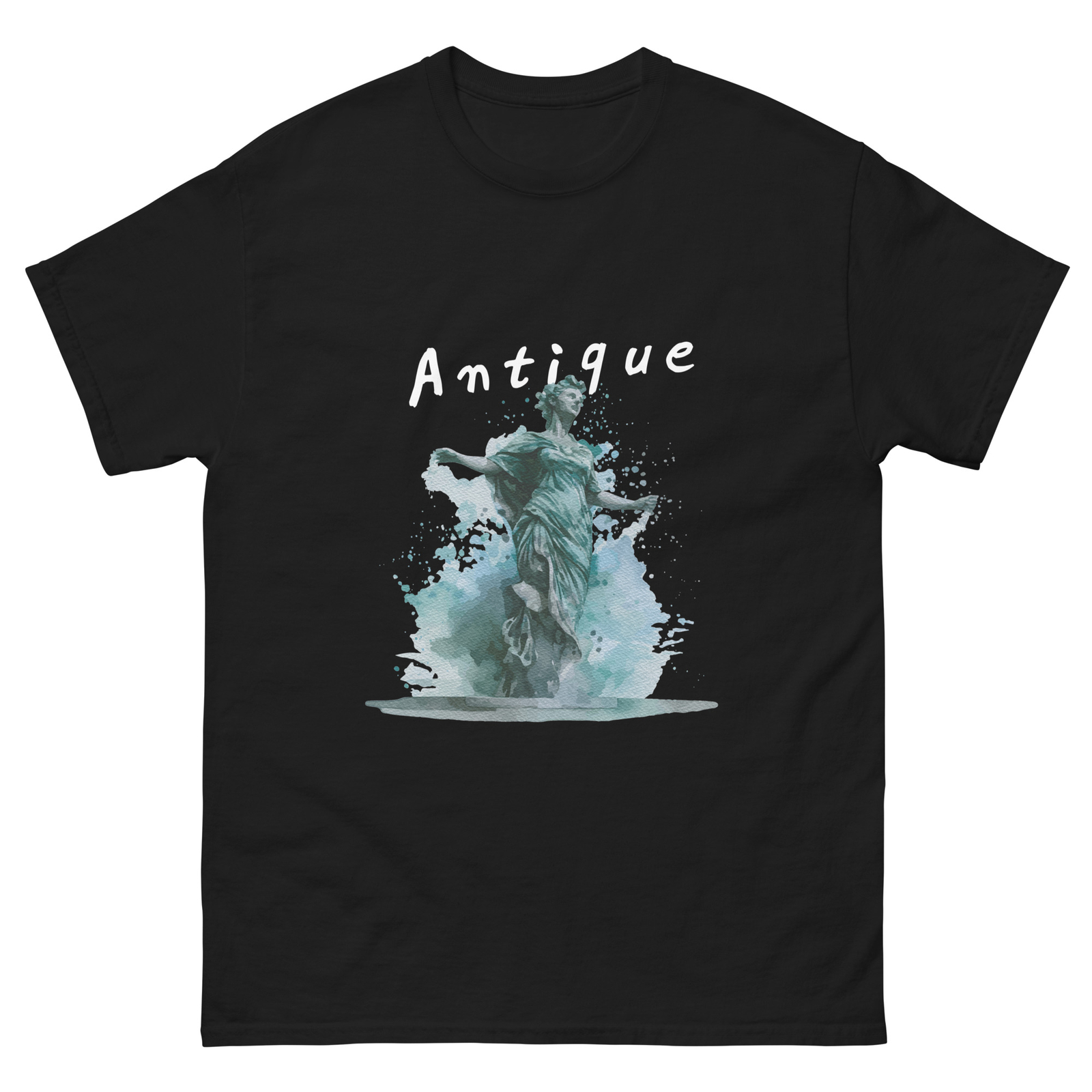 Vintage “Antique” T-Shirt with Elegant Statue Design. Stylish Unisex Retro Tee