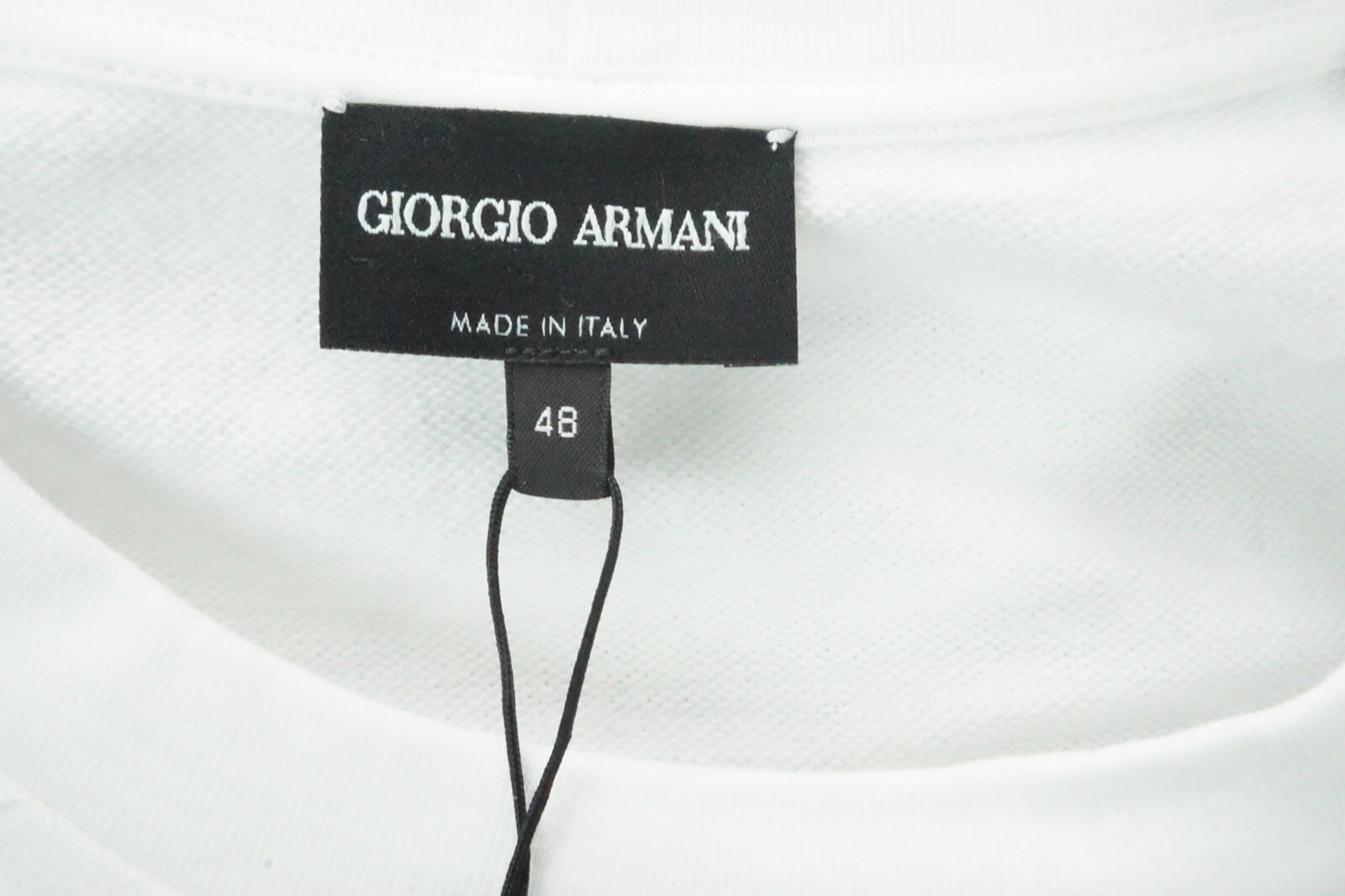 Giorgio Armani Black Label White Red Logo THICK Cotton Blend T Shirt Sz 48 NEW