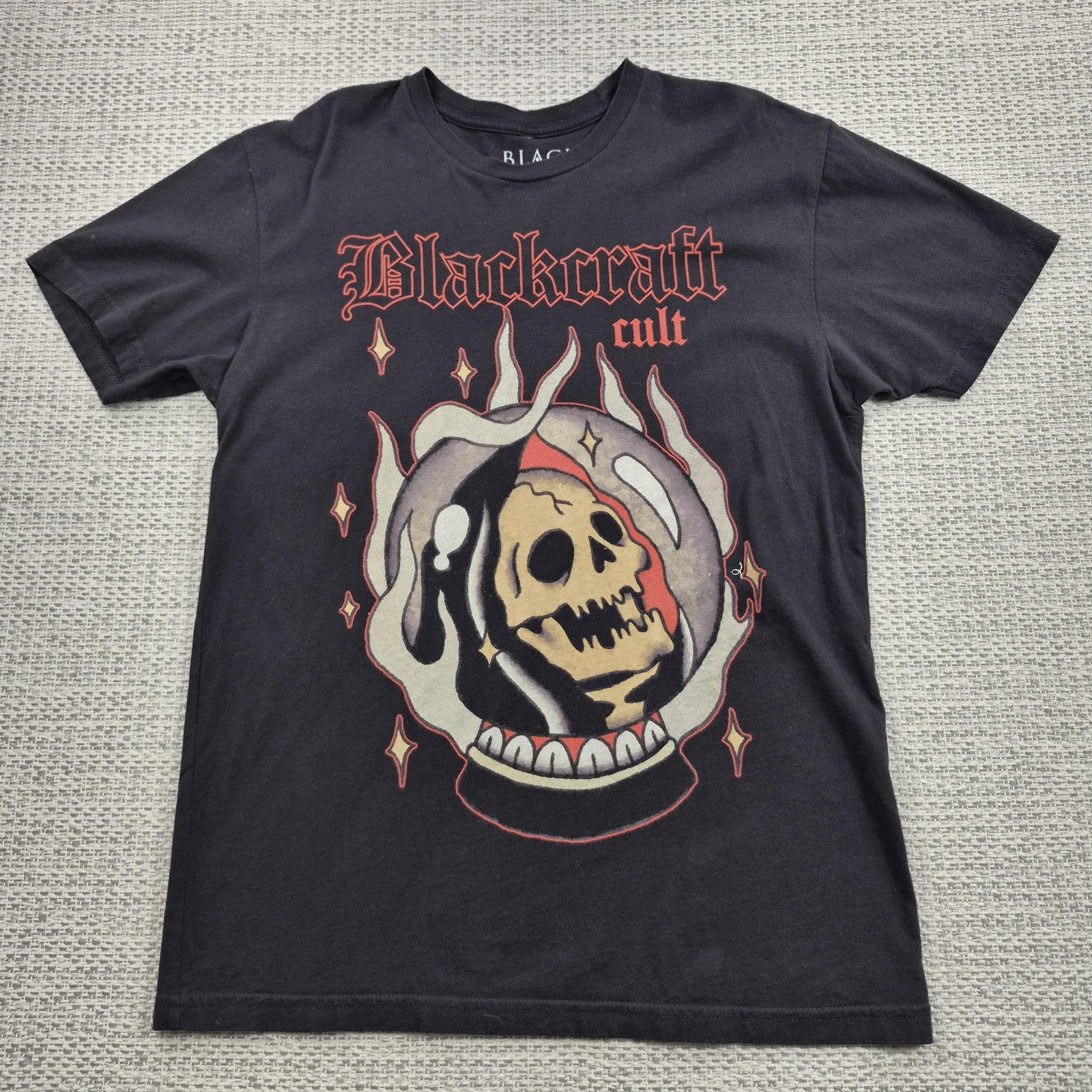 Blackcraft Cult Shirt Mens Medium Black Skull Occult Crystal Ball Graphic Tee