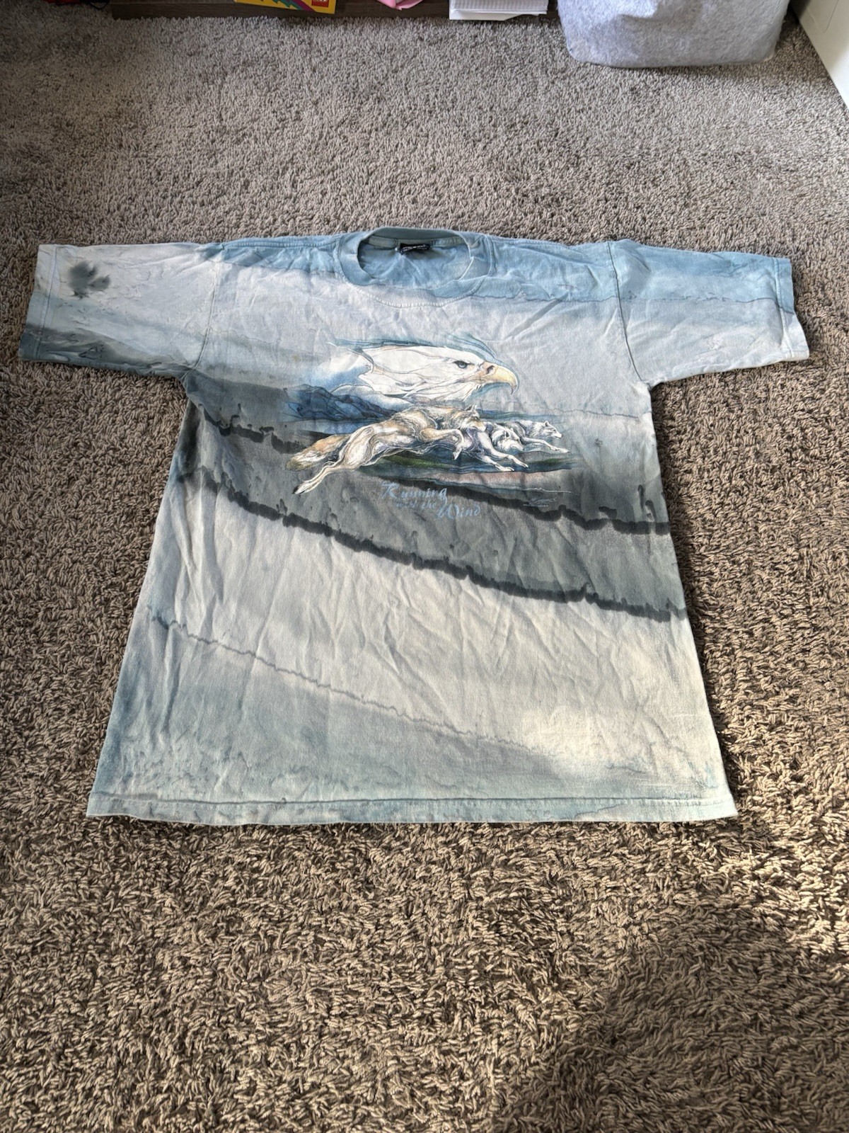 Vintage Polar Graphics Eagle Wolves Nature T Shirt Tie Dye Size Baggy Medium