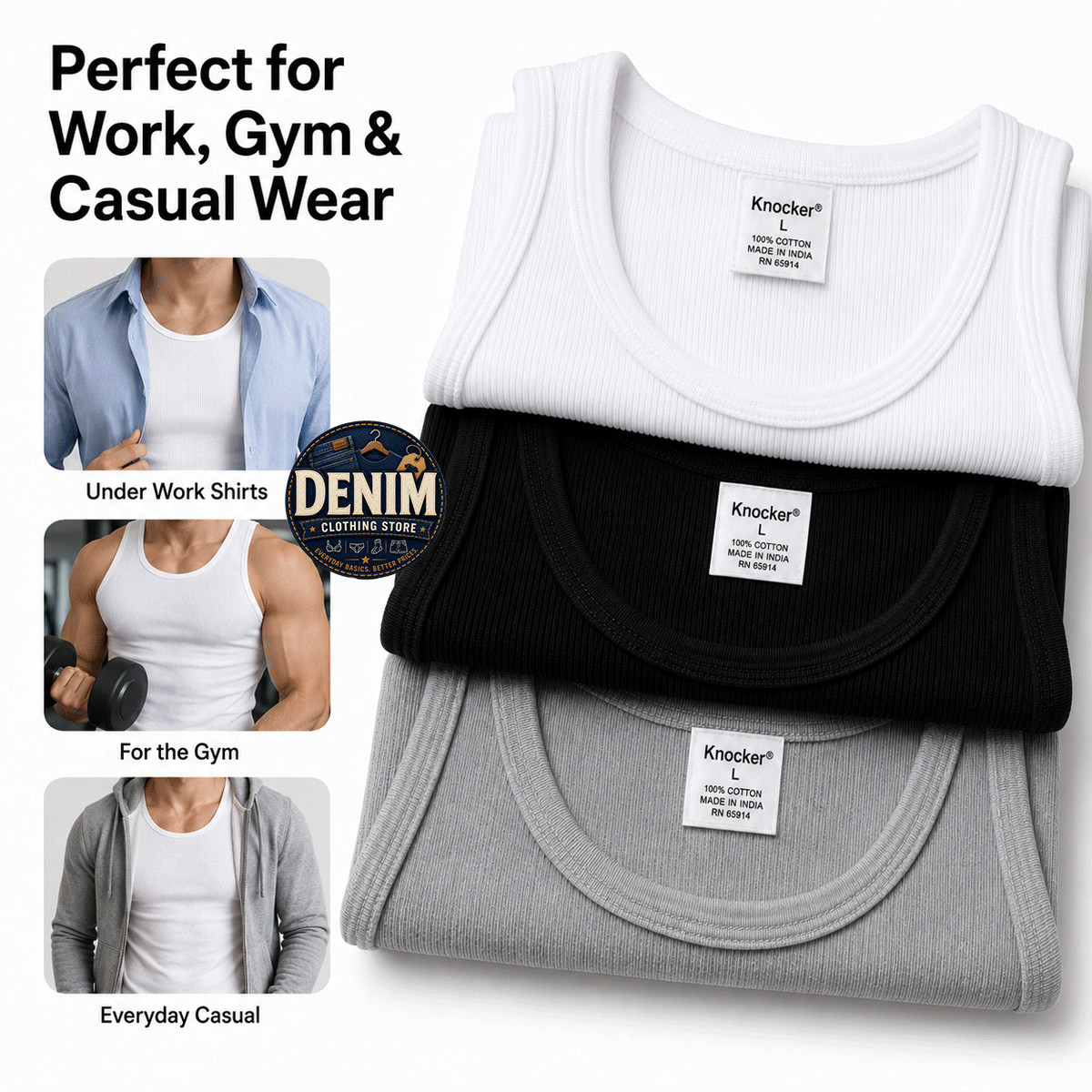 3 6 12 Pack Men Tank Top 100% Cotton A-Shirt Wife Beater Ribbed Undershirt S-3XL