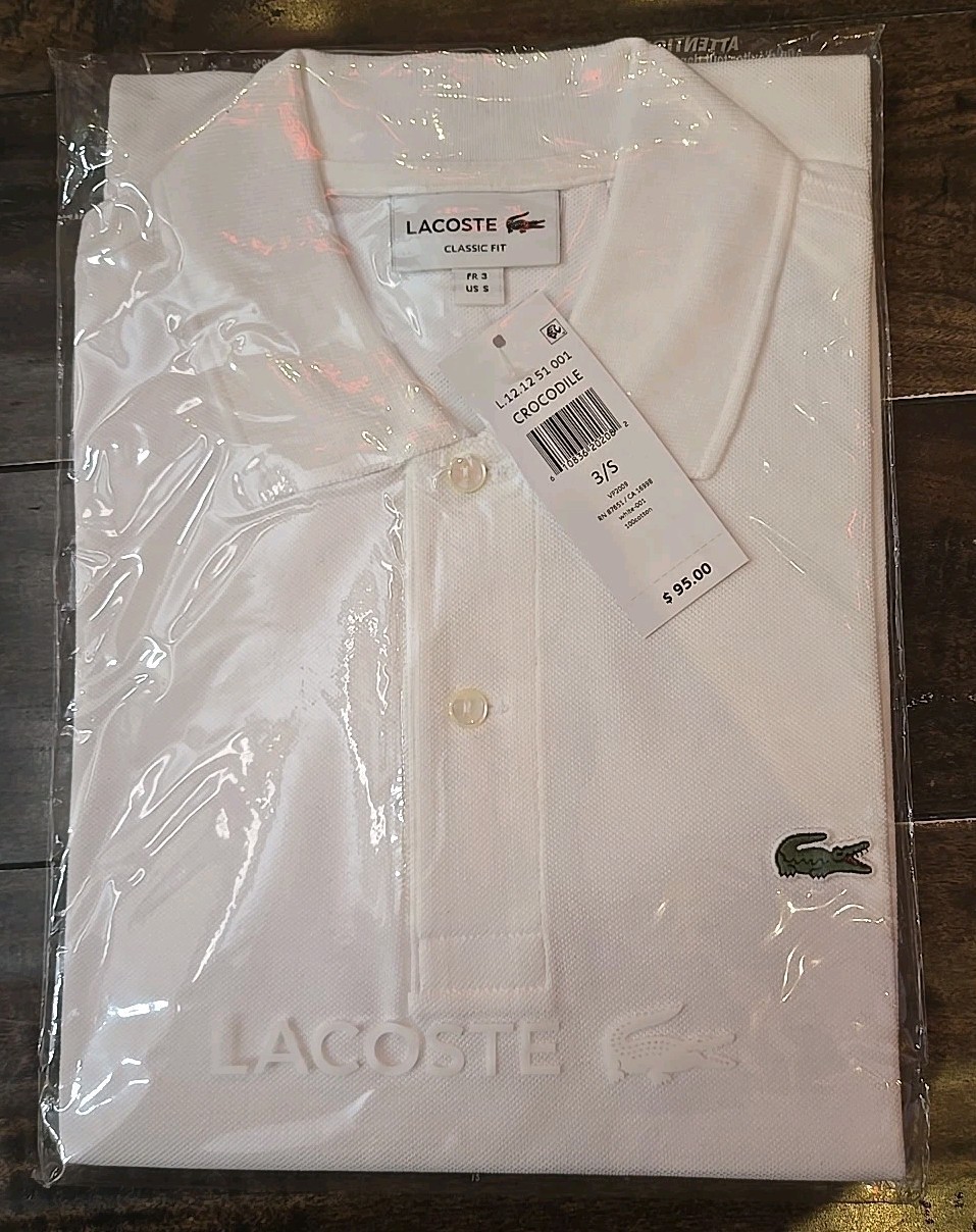 Lacoste Men’s Polo Shirt Cotton Classic Fit size #L1212 White