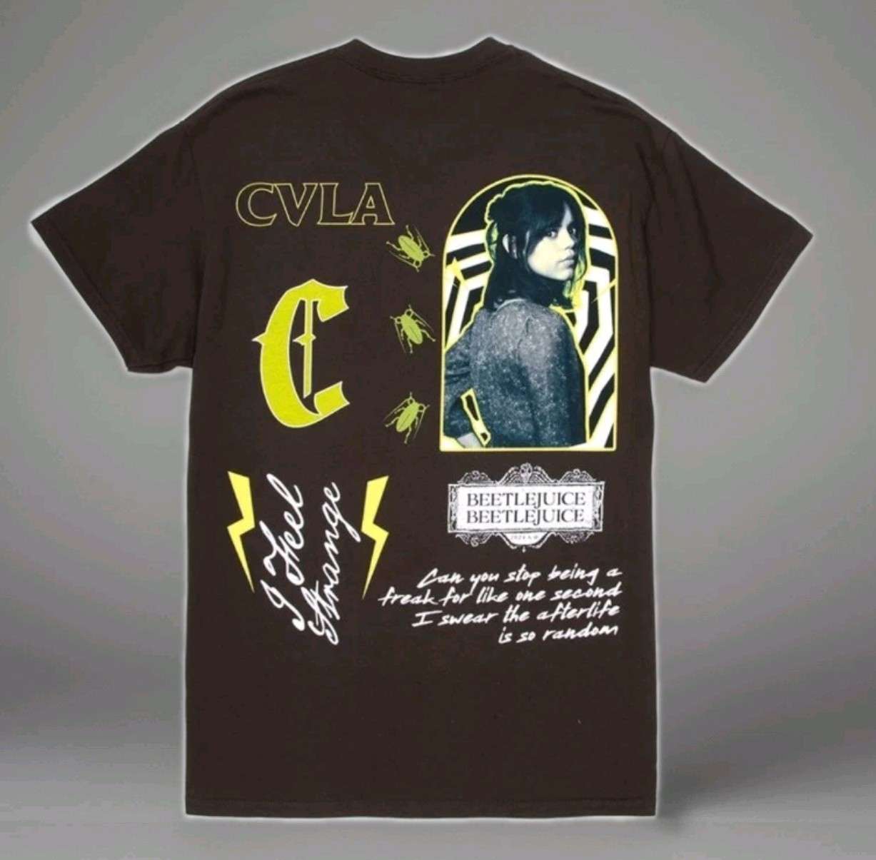 CVLA x Beetlejuice Astrid Mens Tee Dark Brown Size XL New With Tags