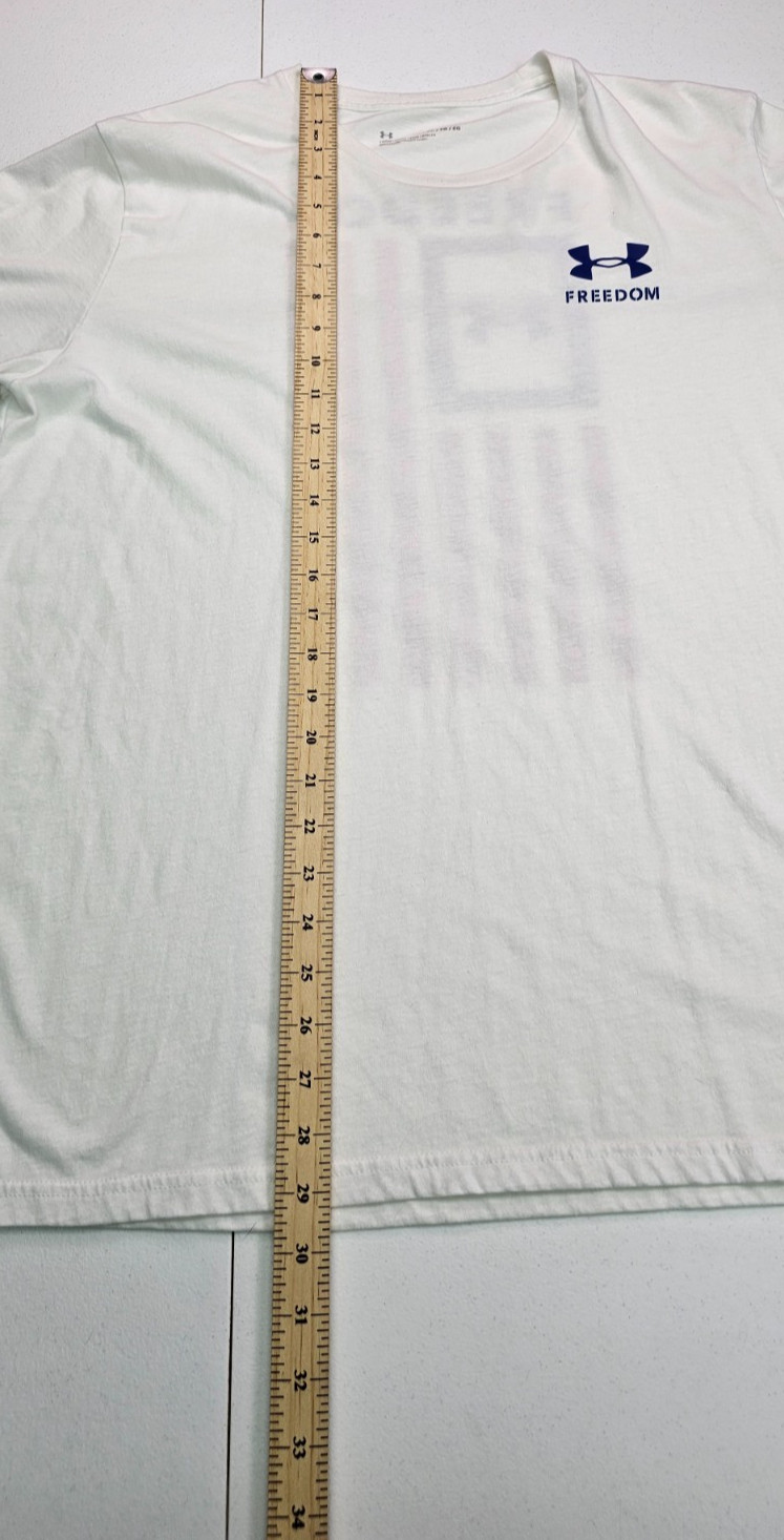 Under Armour Freedom Flag T Shirt Mens XL White Short Sleeve Patriotic Military