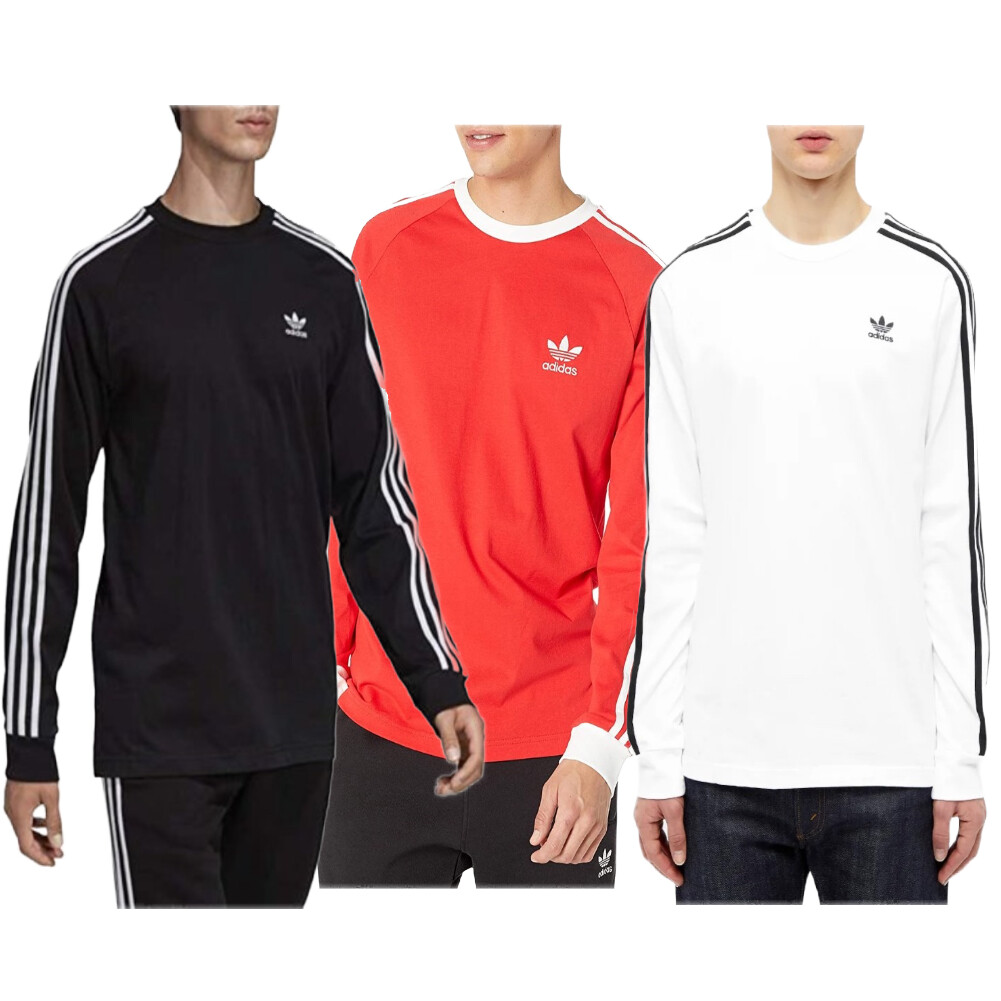 Adidas Men’s Long Sleeve Shirt 3-Stripe Adicolor Classics Ribbed Crewneck Tee
