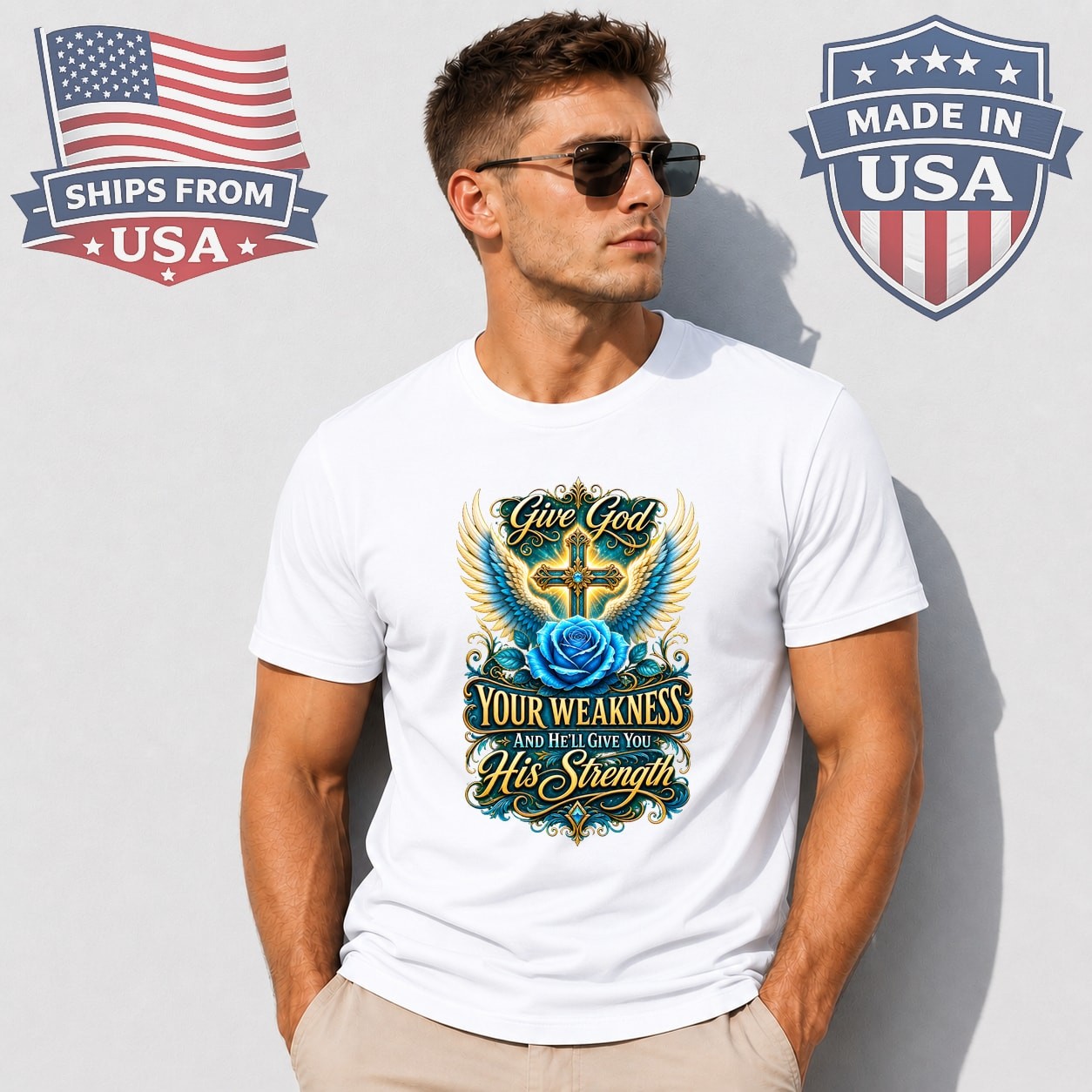 Give God Your Weakness Graphic T-Shirt Christian Faith Quote