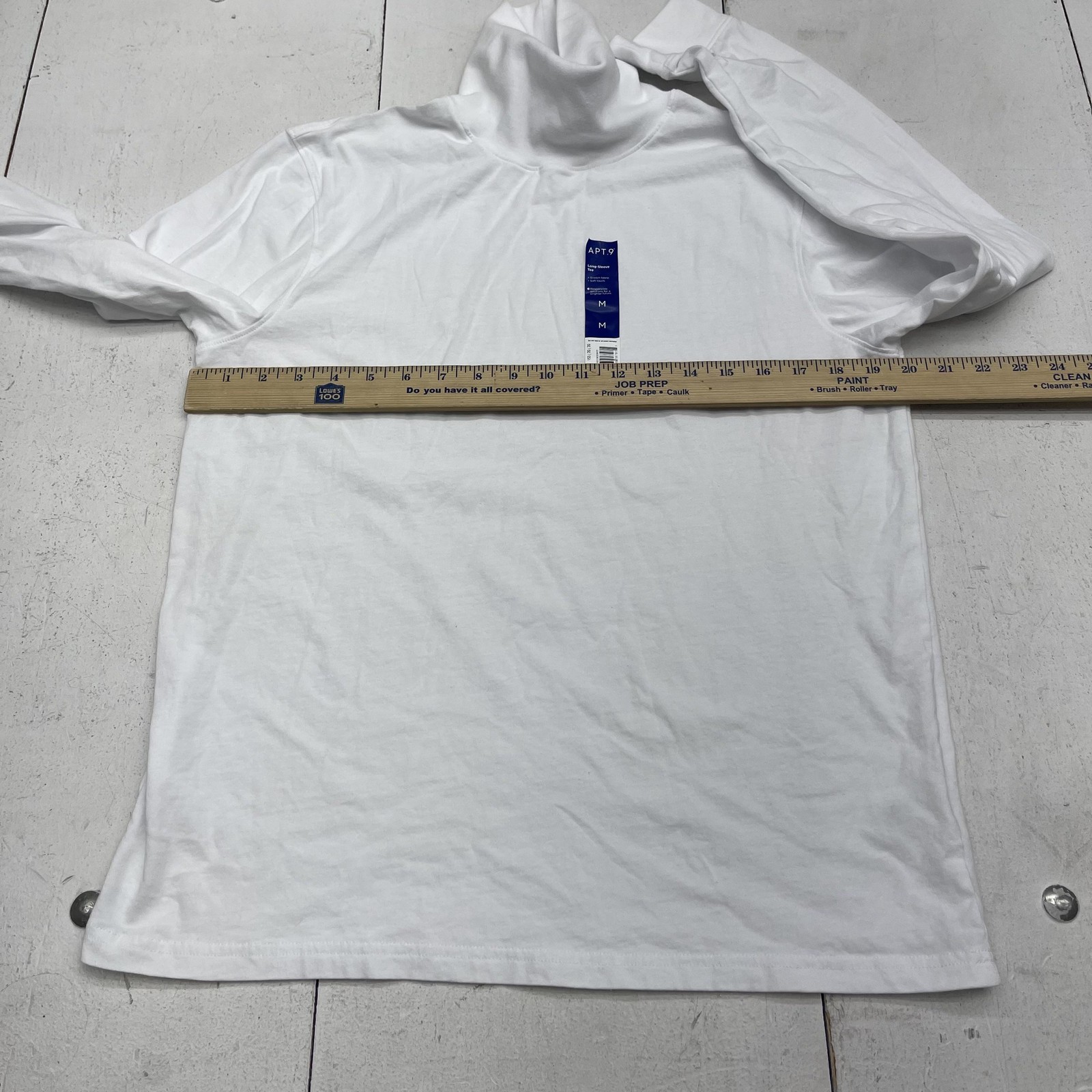 APT.9 Premier Flex Shirt Mens Medium White Long Sleeve Mock Neck Stretch Tee