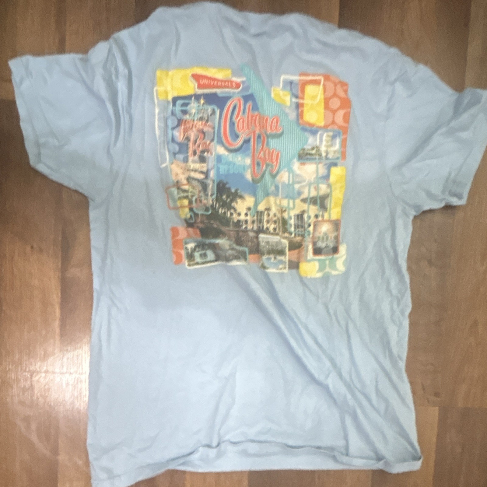 Universal Studios Men’s M Blue Double-Sided Graphic Logo Crew Neck T-Shirt