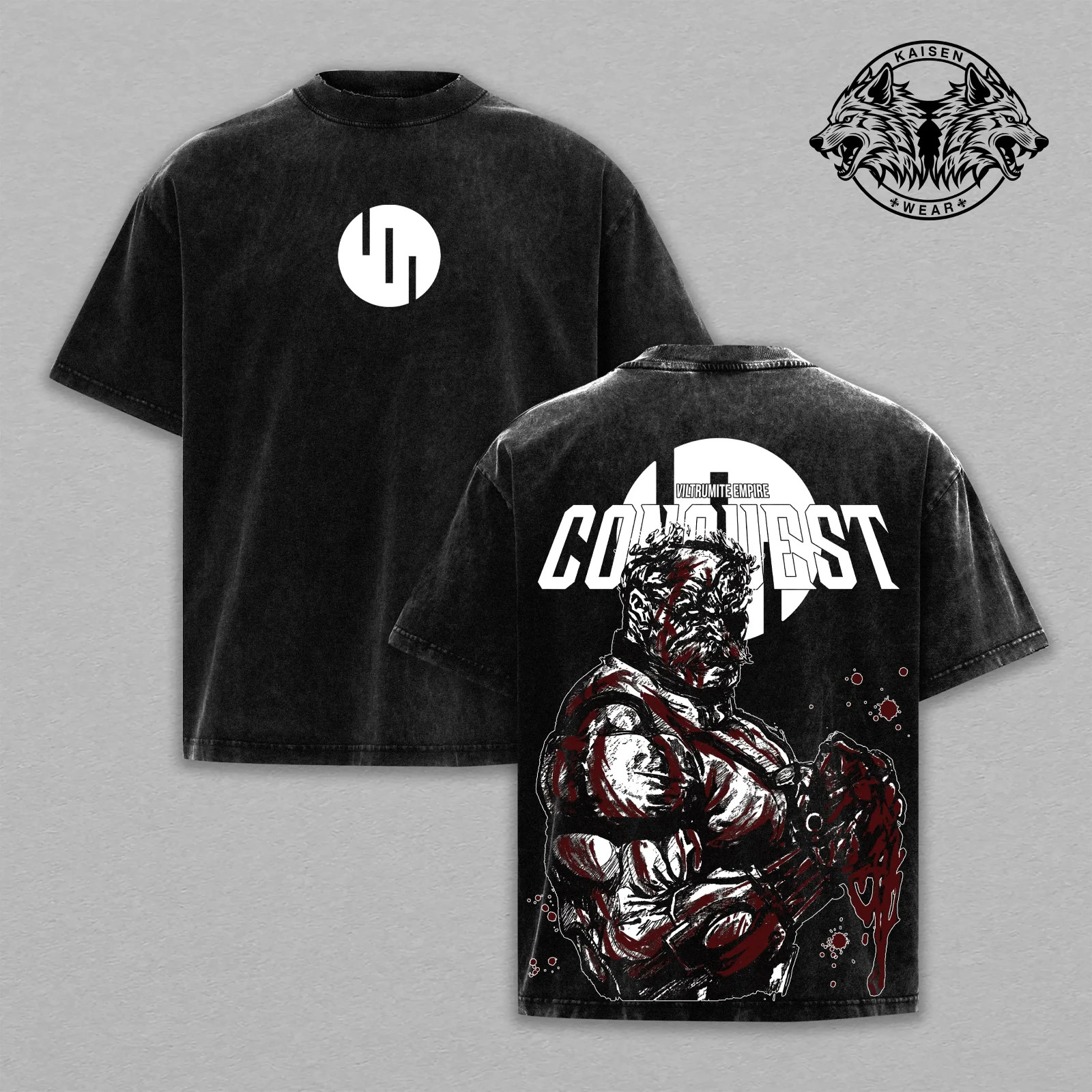 Conquest Viltrumite Warrior Graphic Apparel: Vintage Washed Oversized T-Shirt