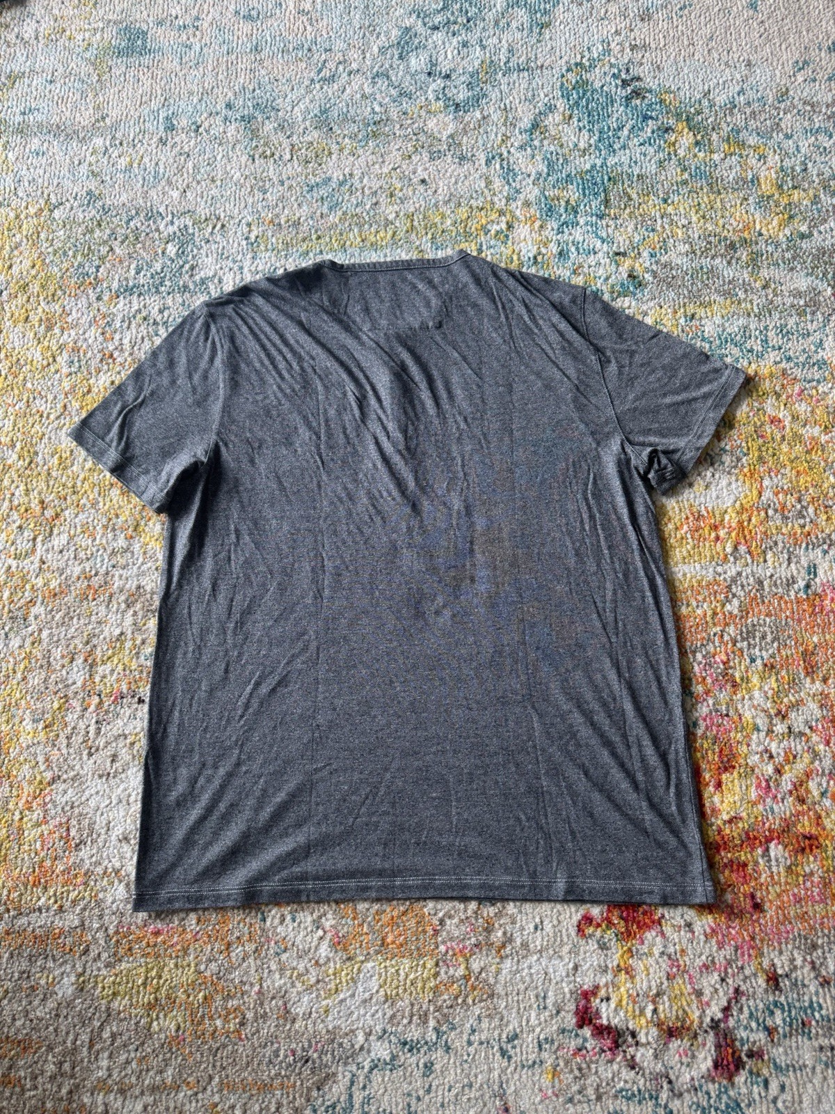 John Varvatos USA Gray Short Henley Shirt Mens Size XL Modal Polyester Peru Made