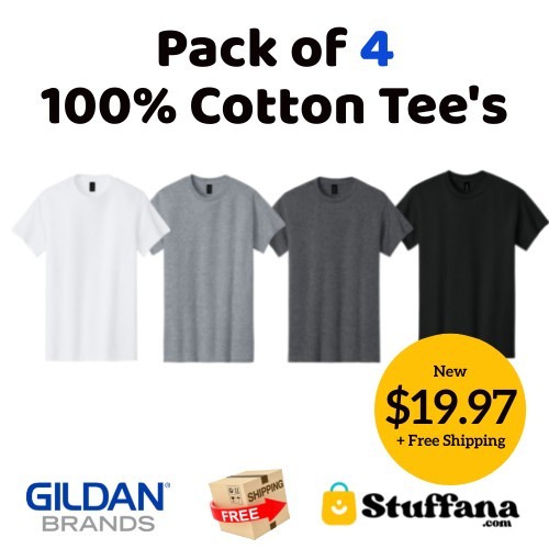 Gildan (4-pack) 100% Cotton Short Sleeve Tee T-Shirt S-4XL New