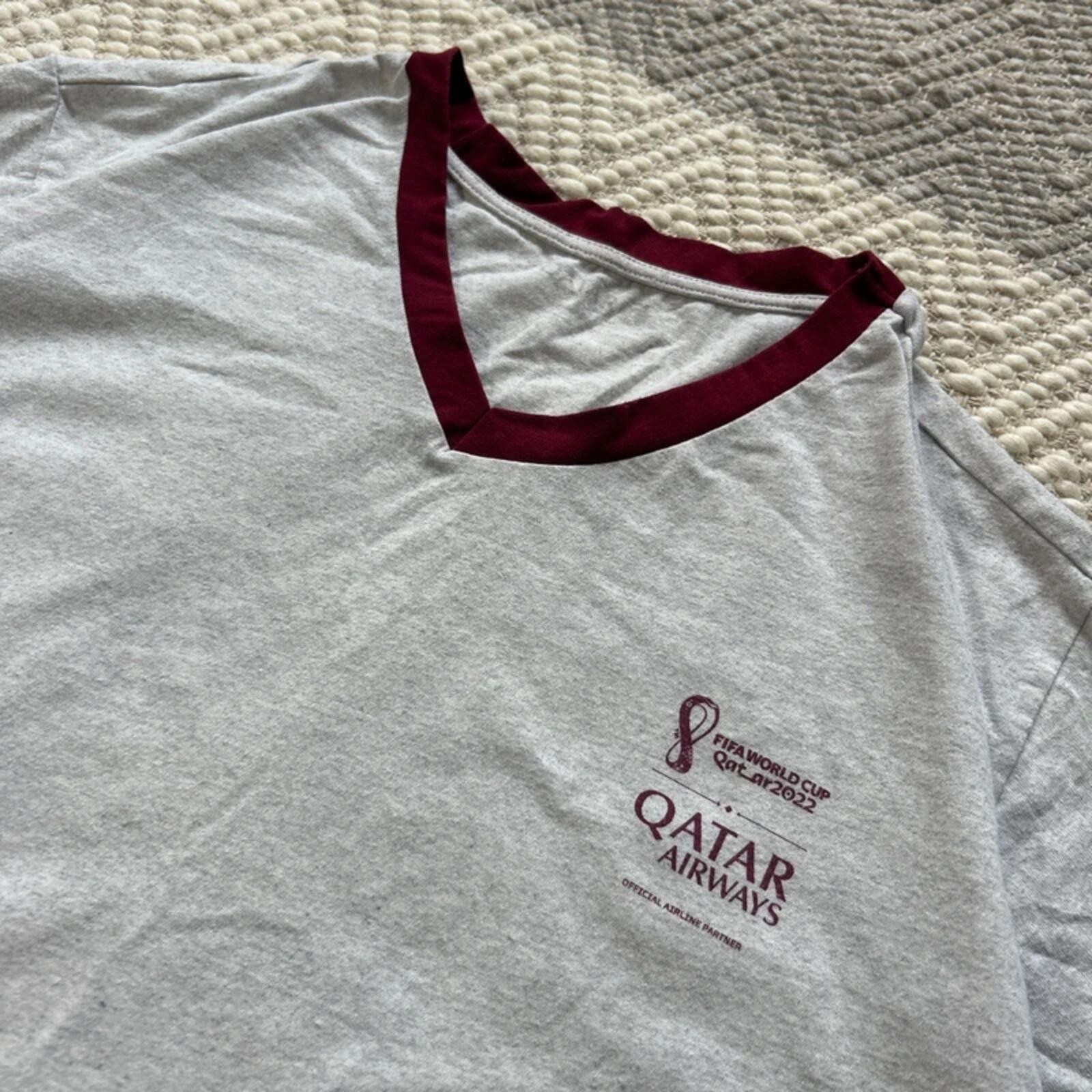 y2k ringer qatar airlines 2022 fifa world cup shirt – no tag fits like xl