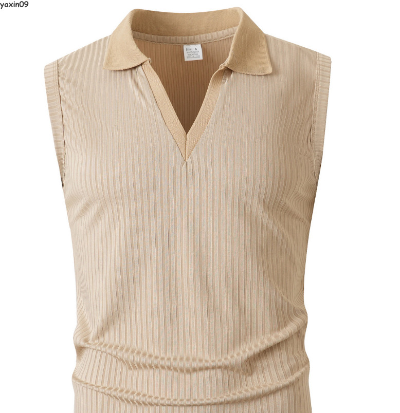 Summer Mens T-shirts V-neck Sleeveless Tops Outdoor Casual Beach Shirts Fashion