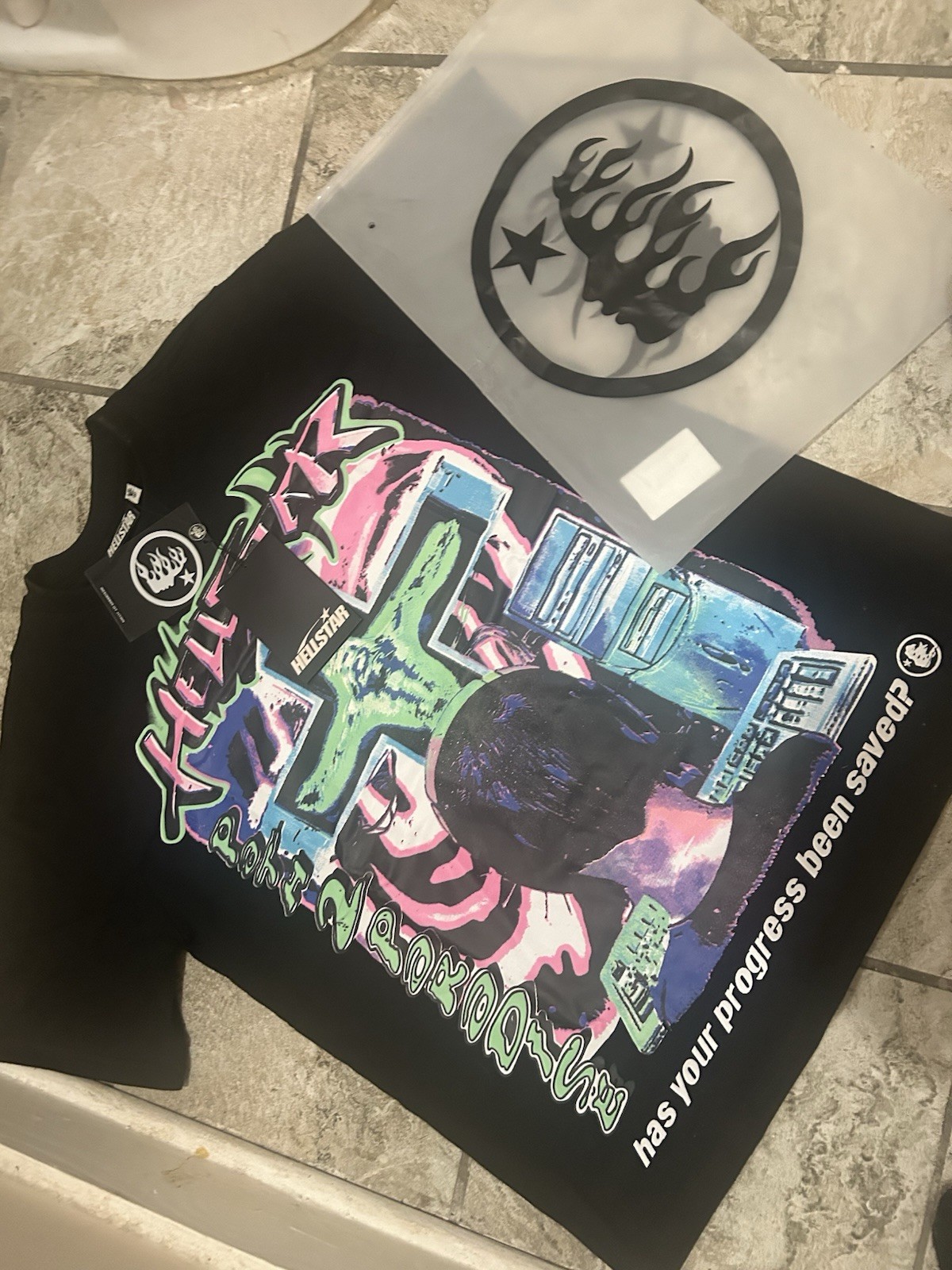 Hellstar Faith To Progress Black Graphic Logo Tee M