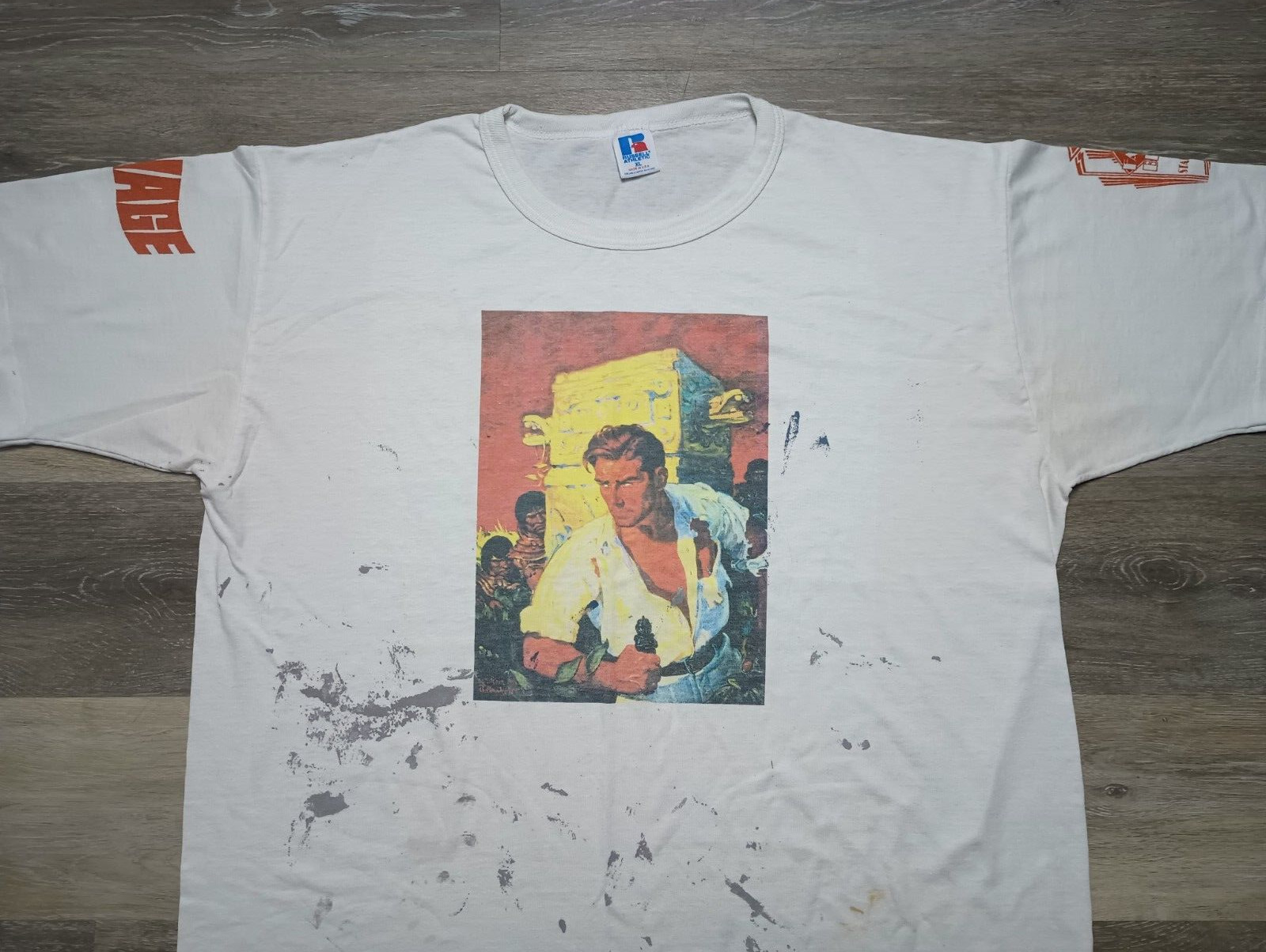 Doc Savage vtg 90s T Shirt Man of Bronze Movie Pulp Hero 30s 40s comics XL art