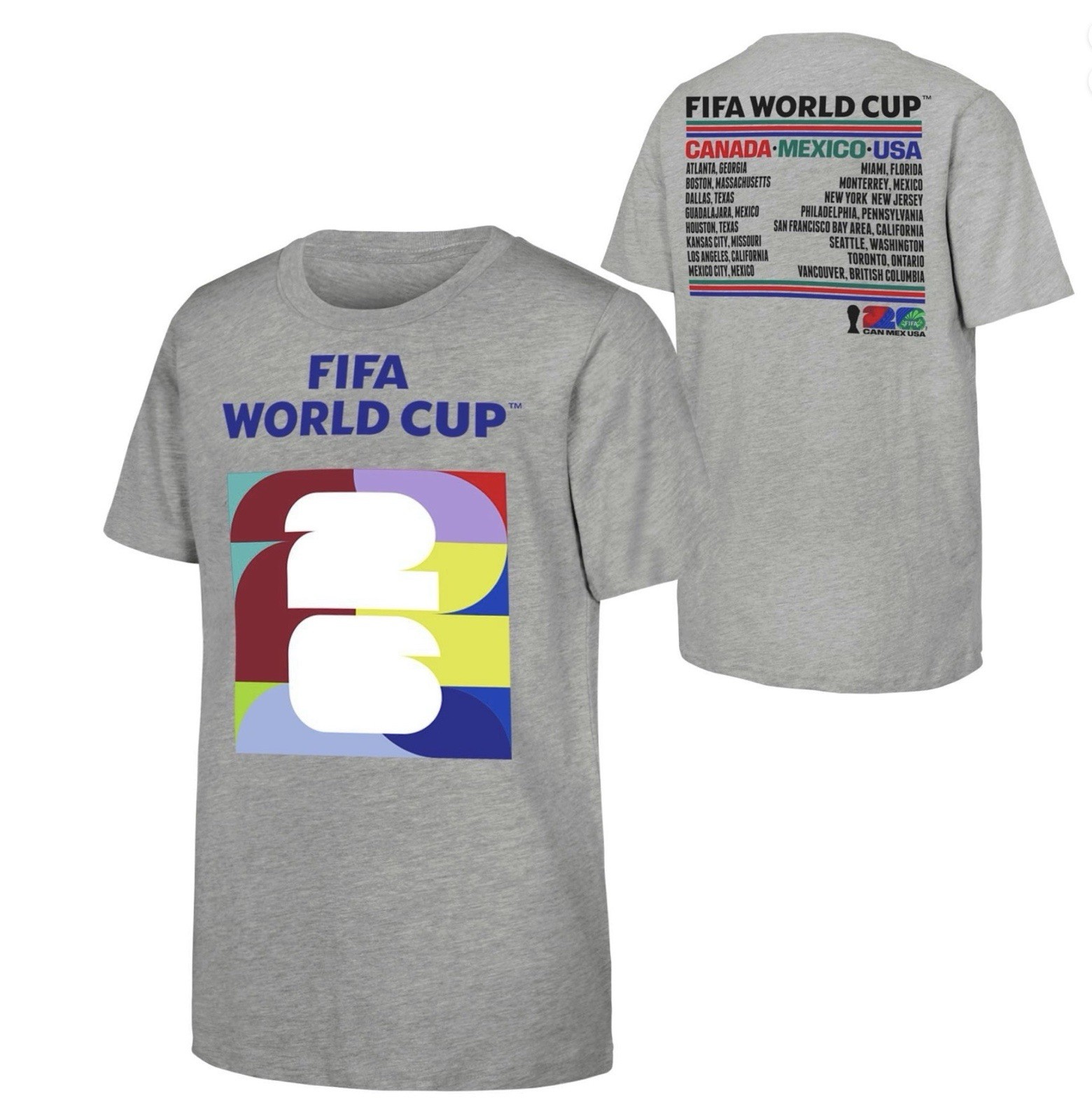 FIFA World Cup 2026 Official Licensed Large Gray Adult Unisex T-Shirt