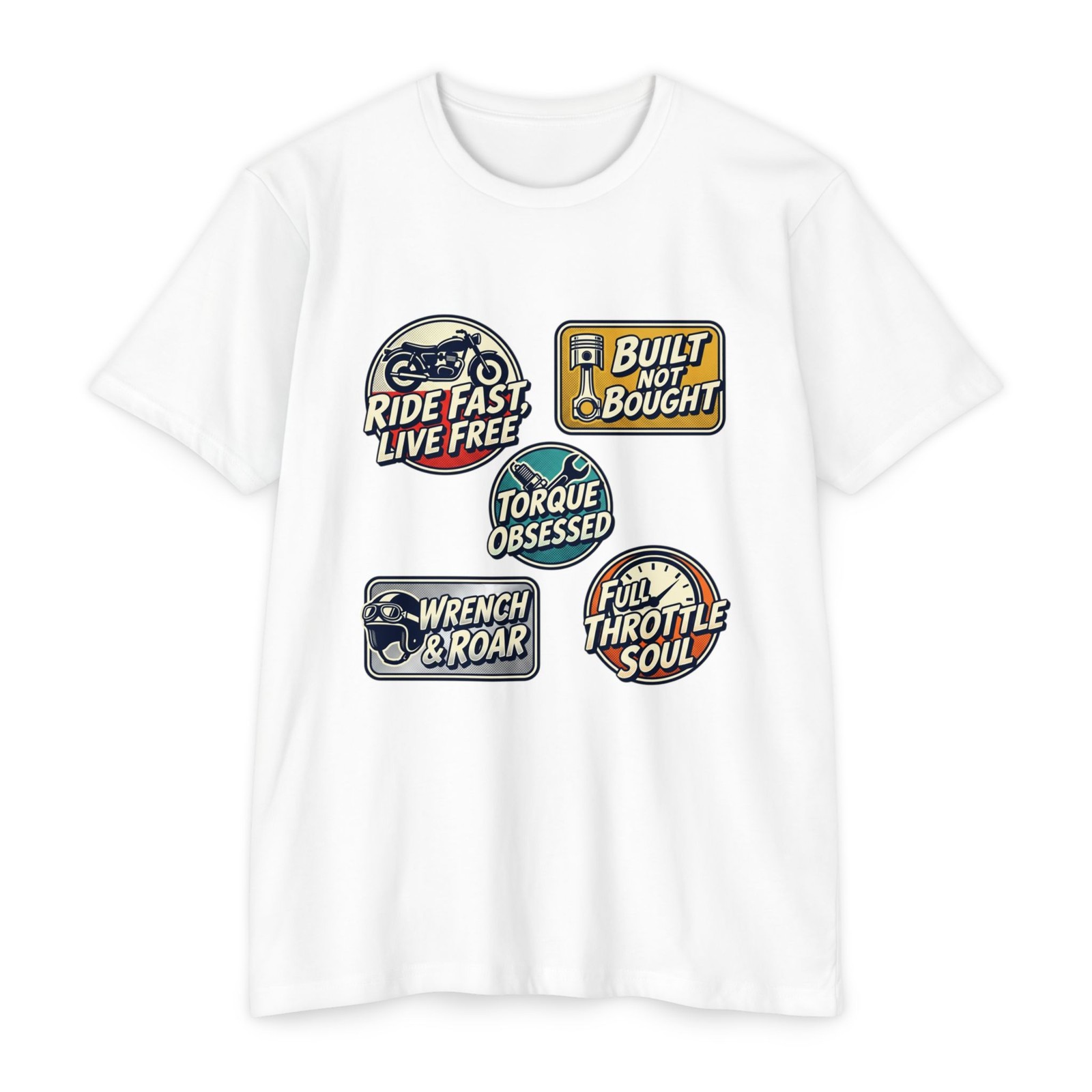 Motorcycle Badge Graphic T-Shirt | Ride Fast Live Free