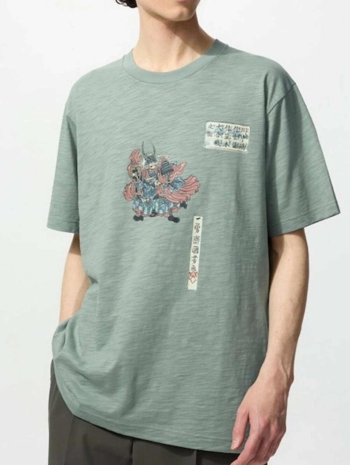 Ukiyo e UNIQLO T Shirt green Japan Japanese art boston samurai ukiyoe L M S XS