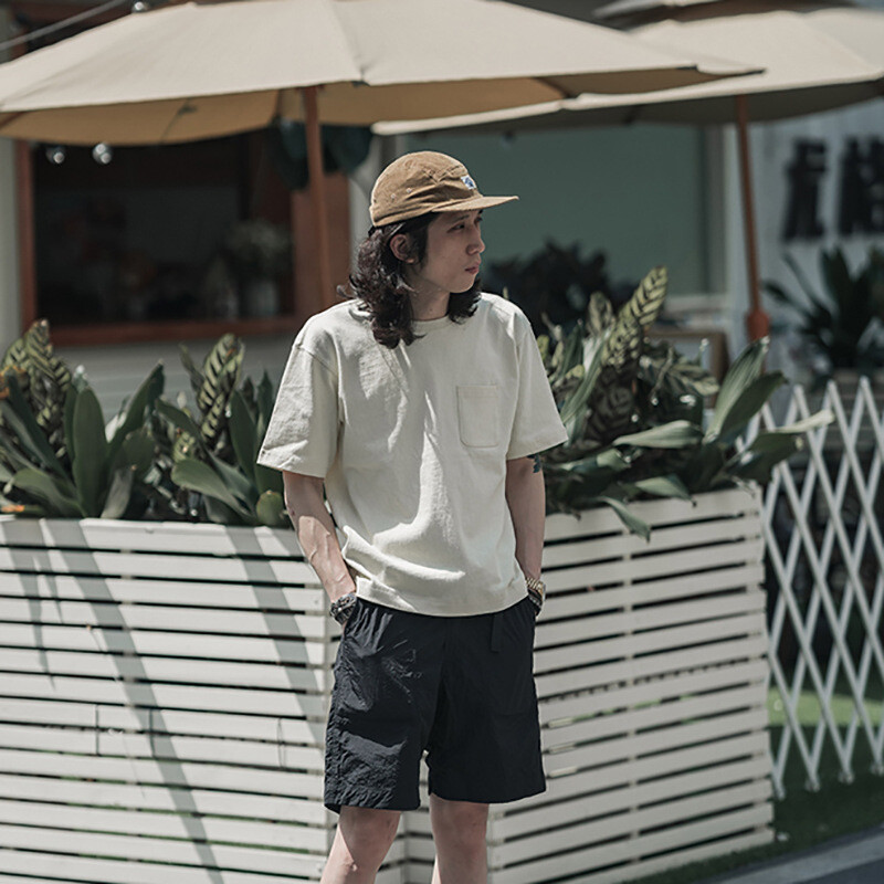 NON STOCK Drop Shoulder Pocket T-Shirt Loose Fit Men’s Heavyweight Cotton Tee