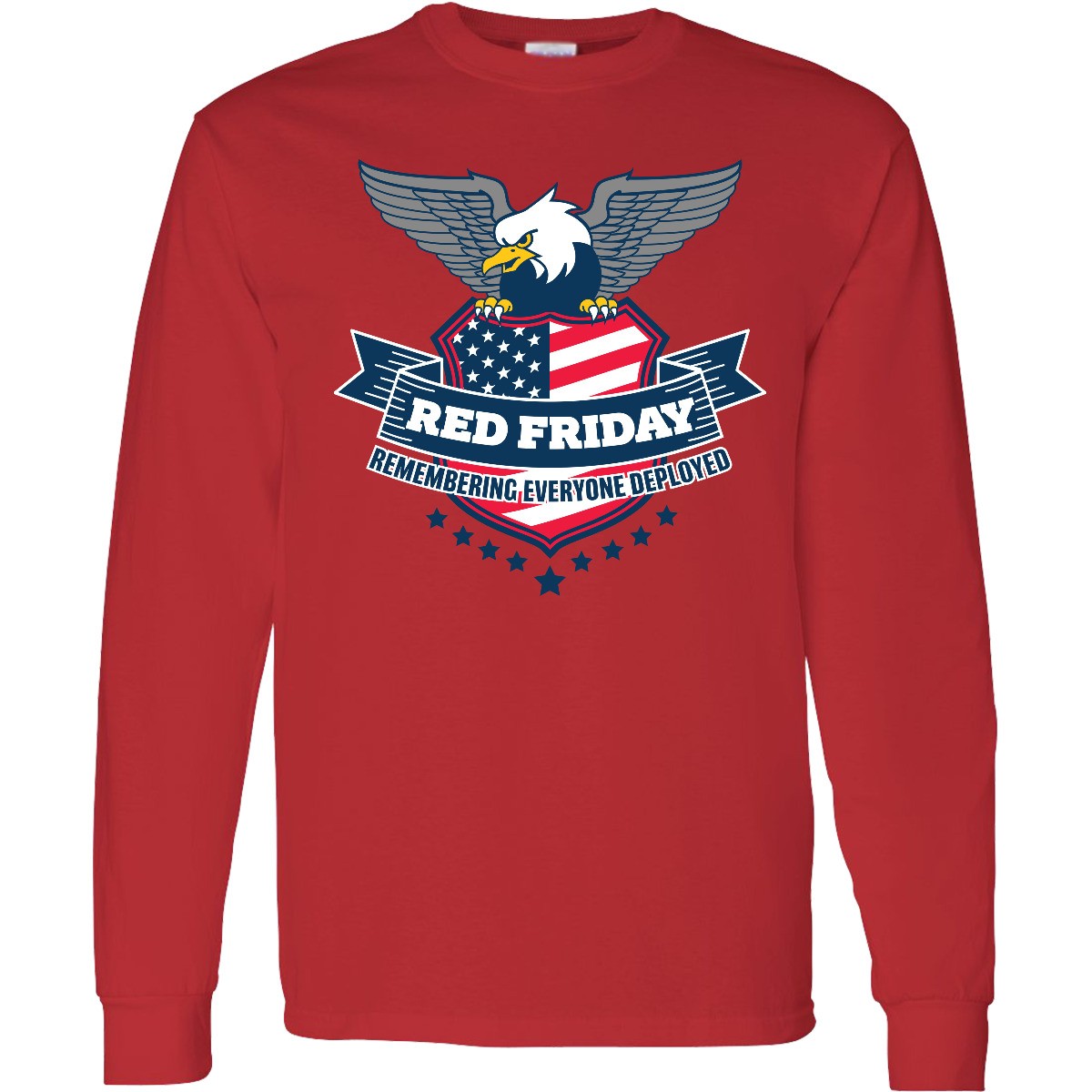 Inktastic Red Friday Remembering Everyone Deployed With Long Sleeve T-Shirt Blue