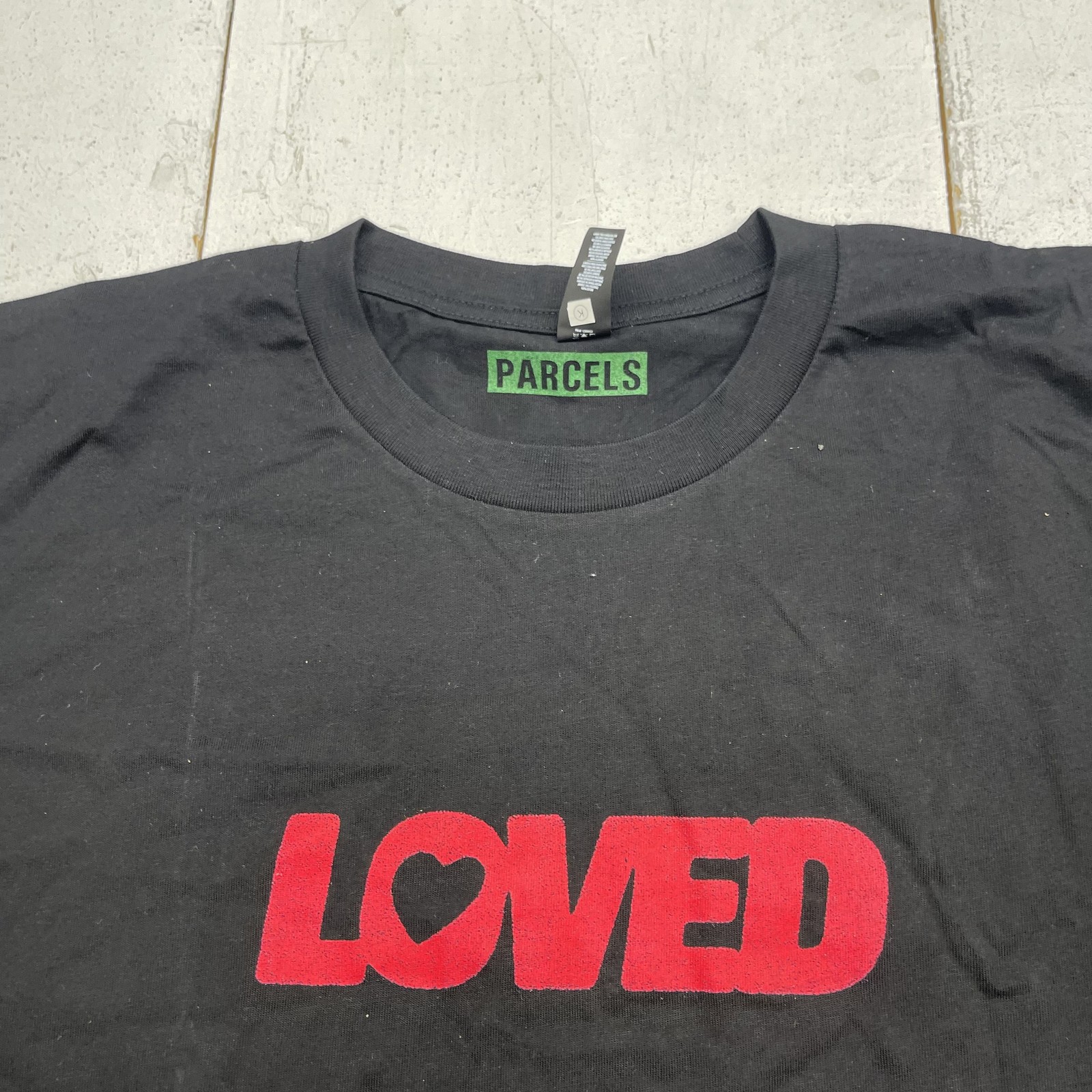 AS Colour Loved Shirt Mens 2XL Black Parcels Logo Graphic Tee Cotton Heart